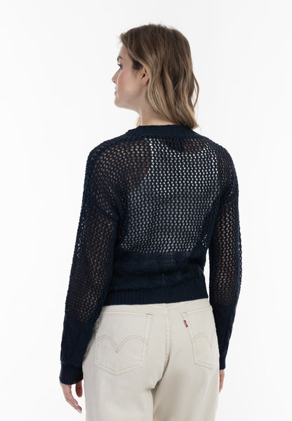 DreiMaster Vintage Damen Weitmaschiger Netz-Cardigan