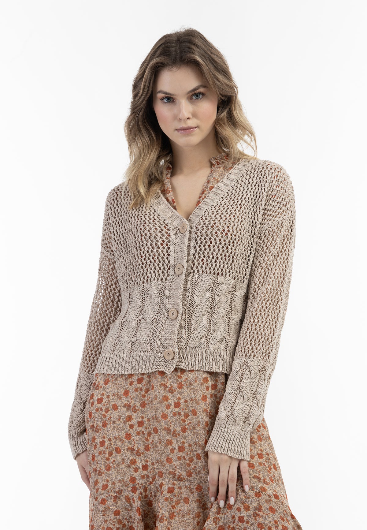 DreiMaster Vintage Women's Weitmaschige Strickjacke