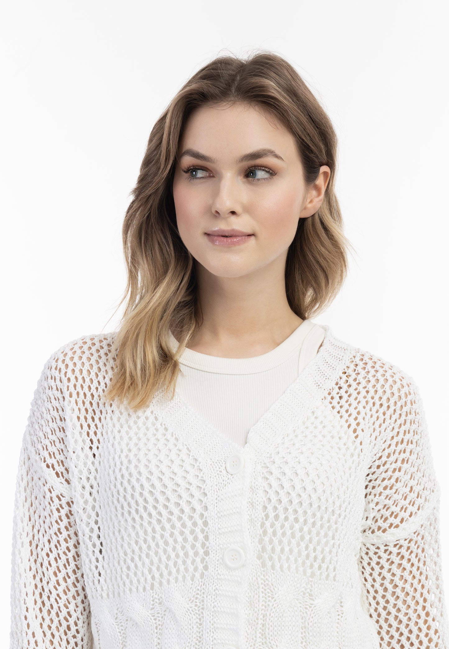 Weitmaschige Strickjacke