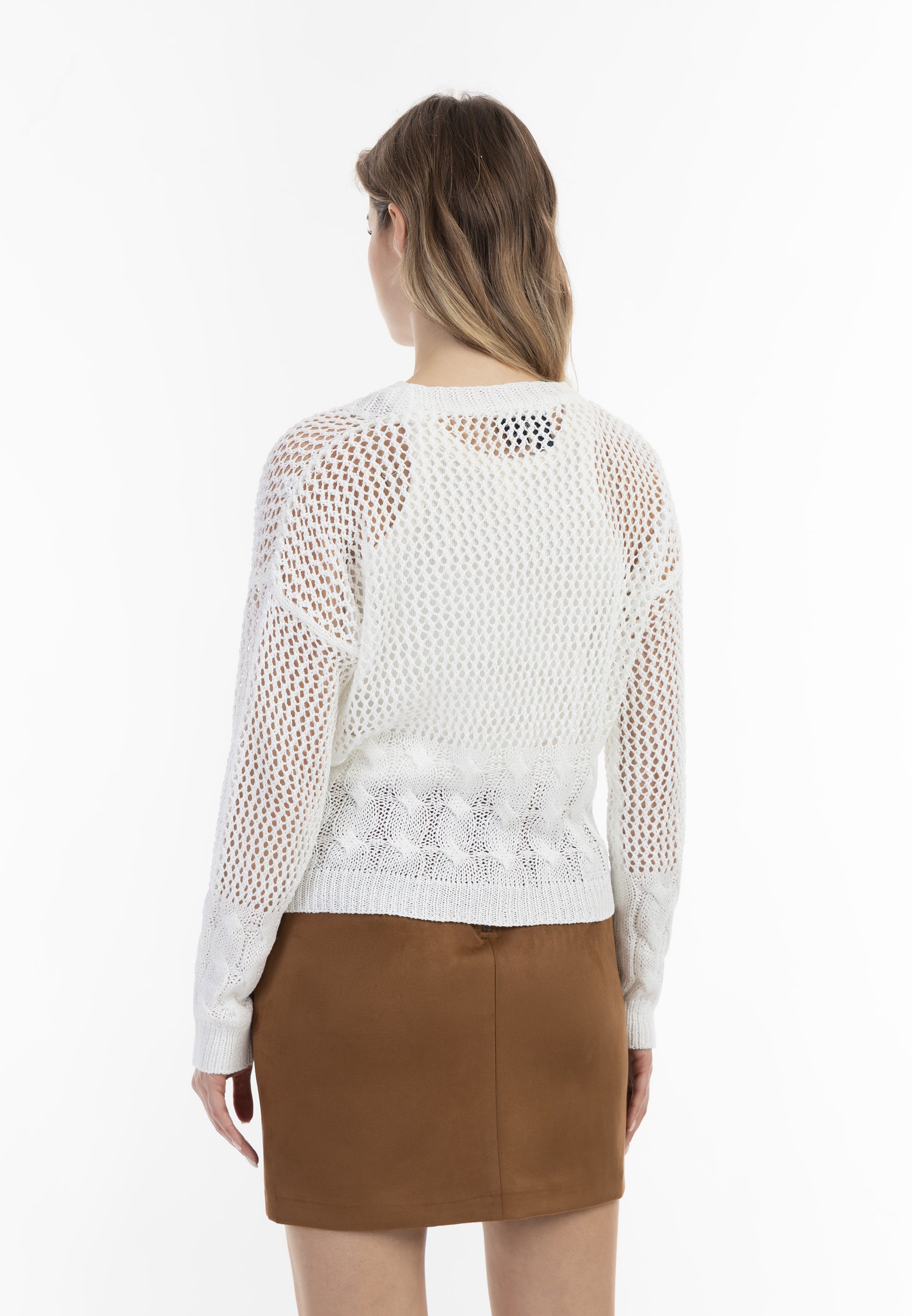 DreiMaster Vintage Damen Weitmaschiger Netz-Cardigan