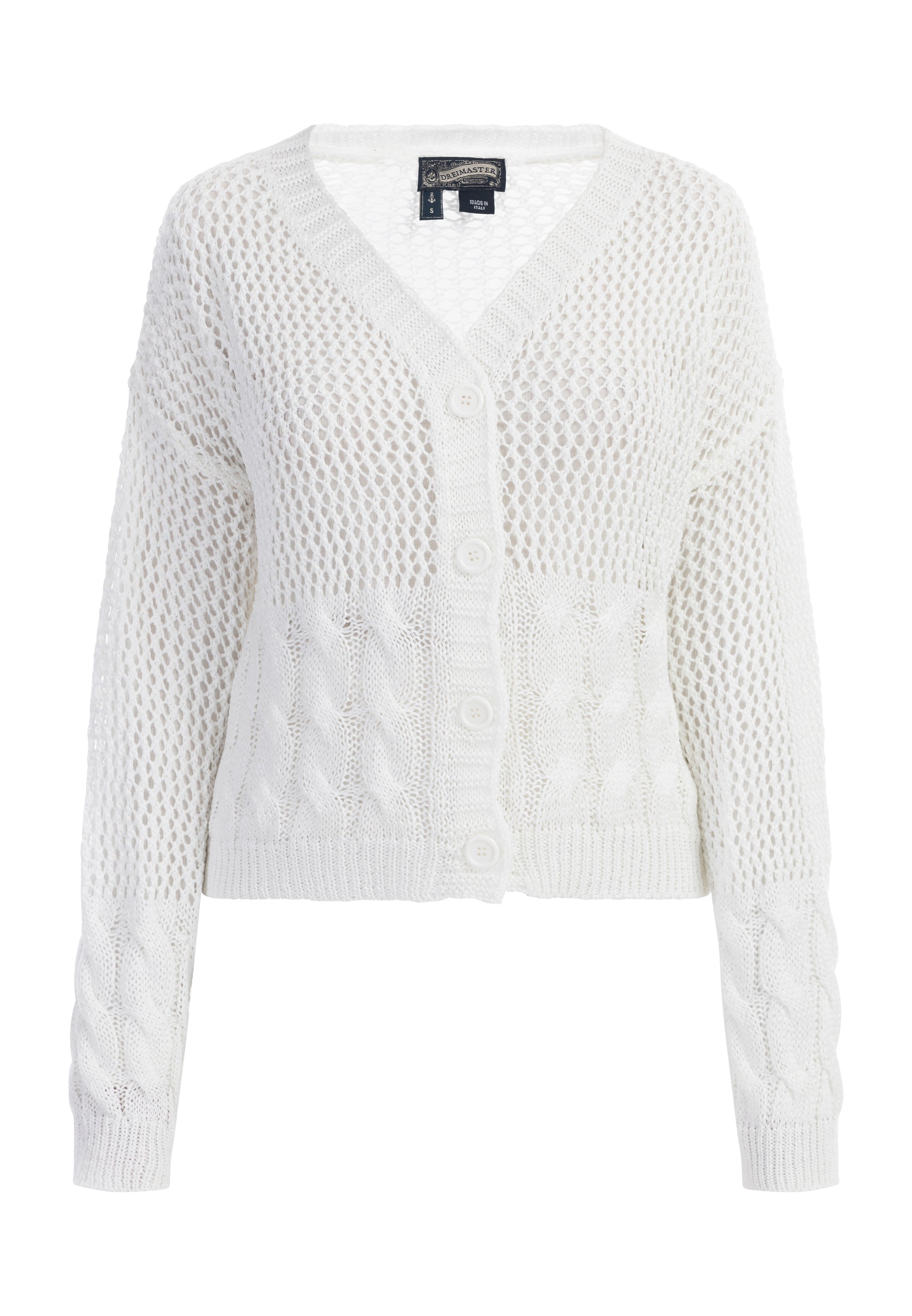 DreiMaster Vintage Damen Weitmaschiger Netz-Cardigan