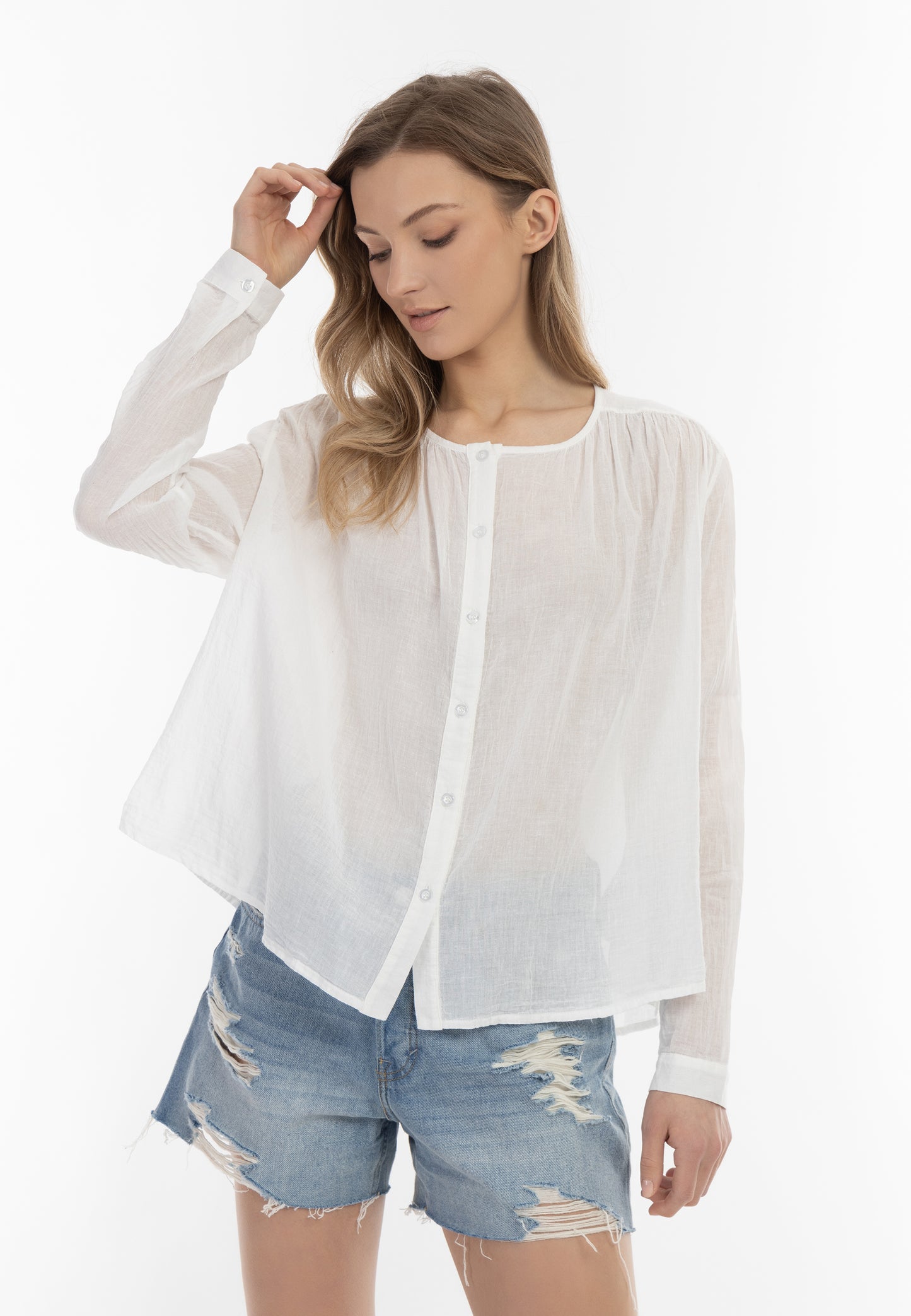 Dreimaster Vintage damska bluzka z długim rękawem