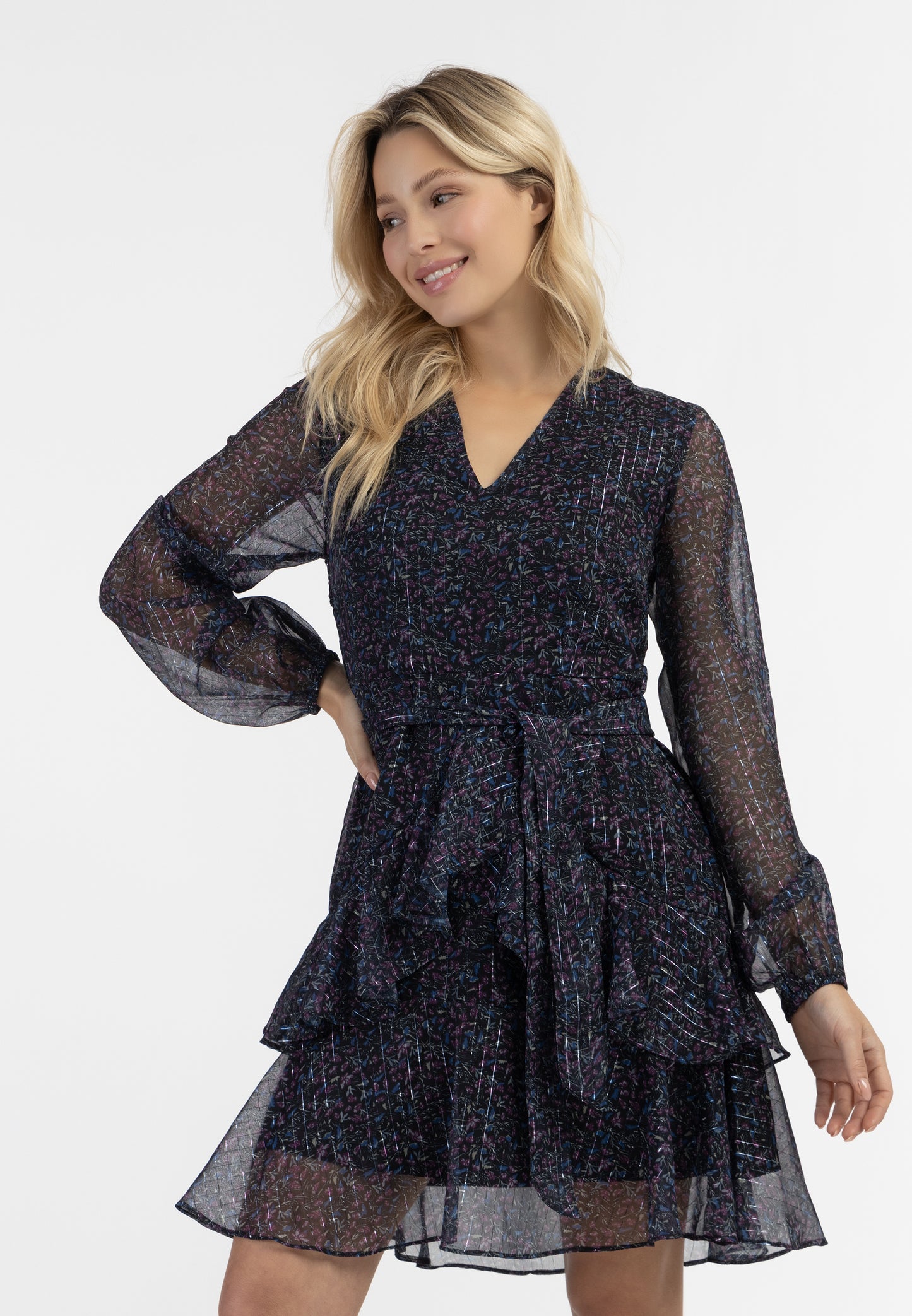 Midi Langarmkleid