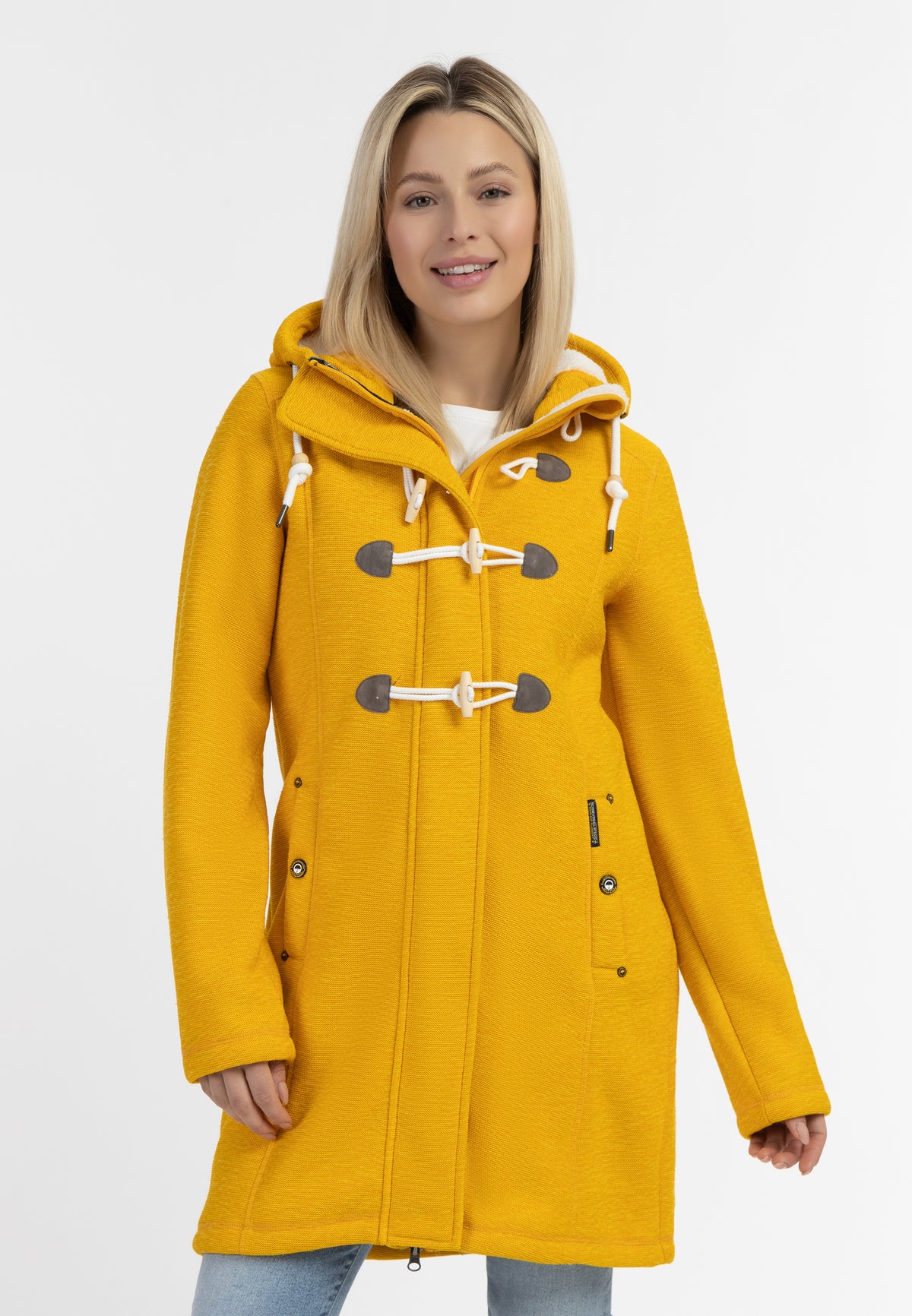 Schmuddelwedda Damen Strickfleece-Dufflecoat