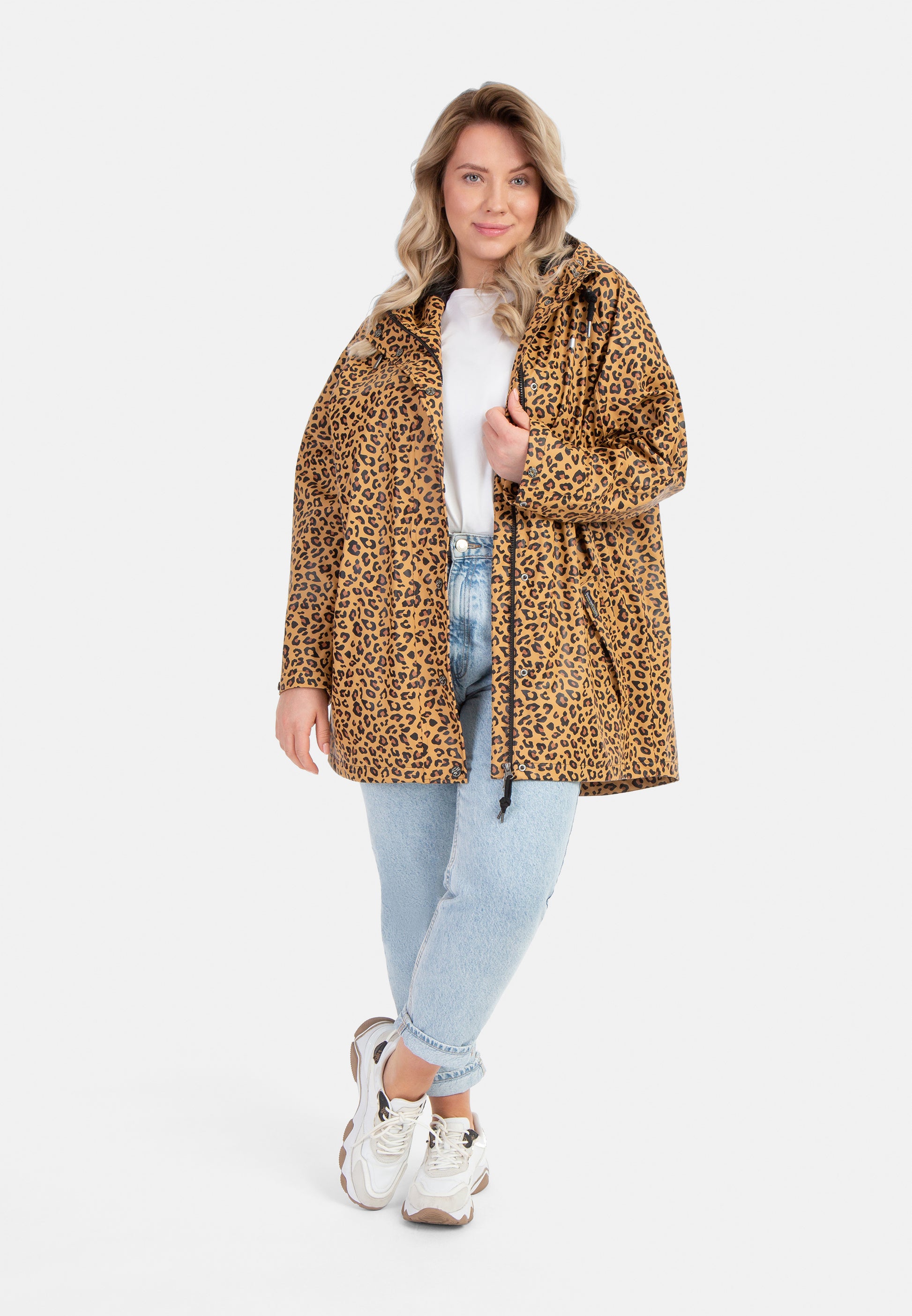 Schmuddelwedda Women's Plus Size Raincoat With Leopard Print Schmuddelwedda