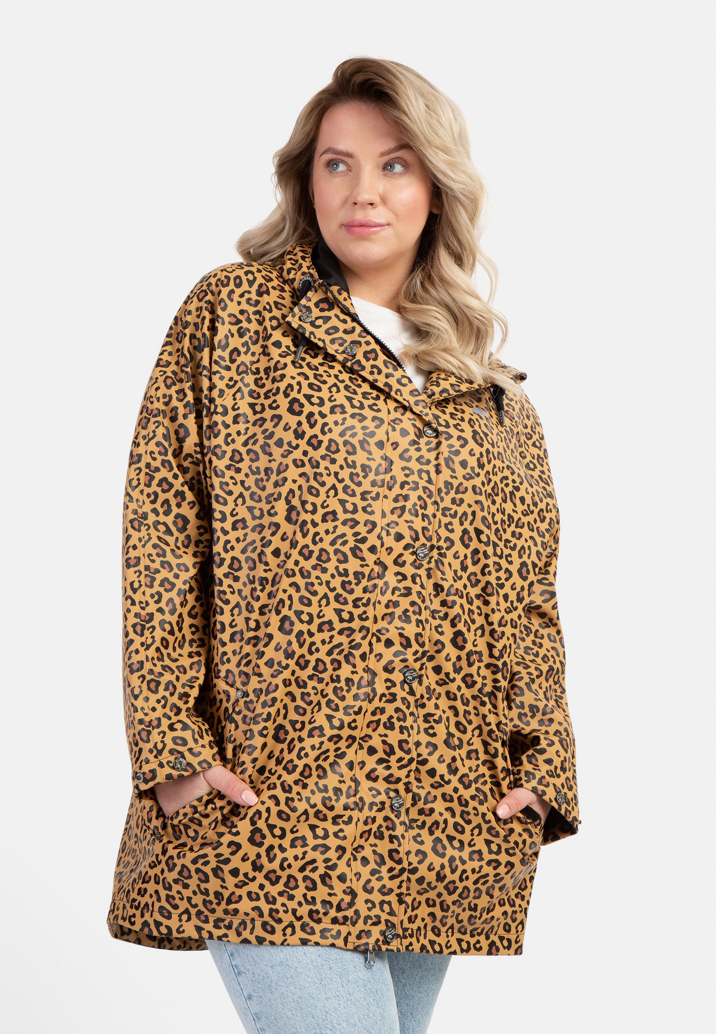 Schmuddelwedda Women's Plus Size Raincoat With Leopard Print Schmuddelwedda