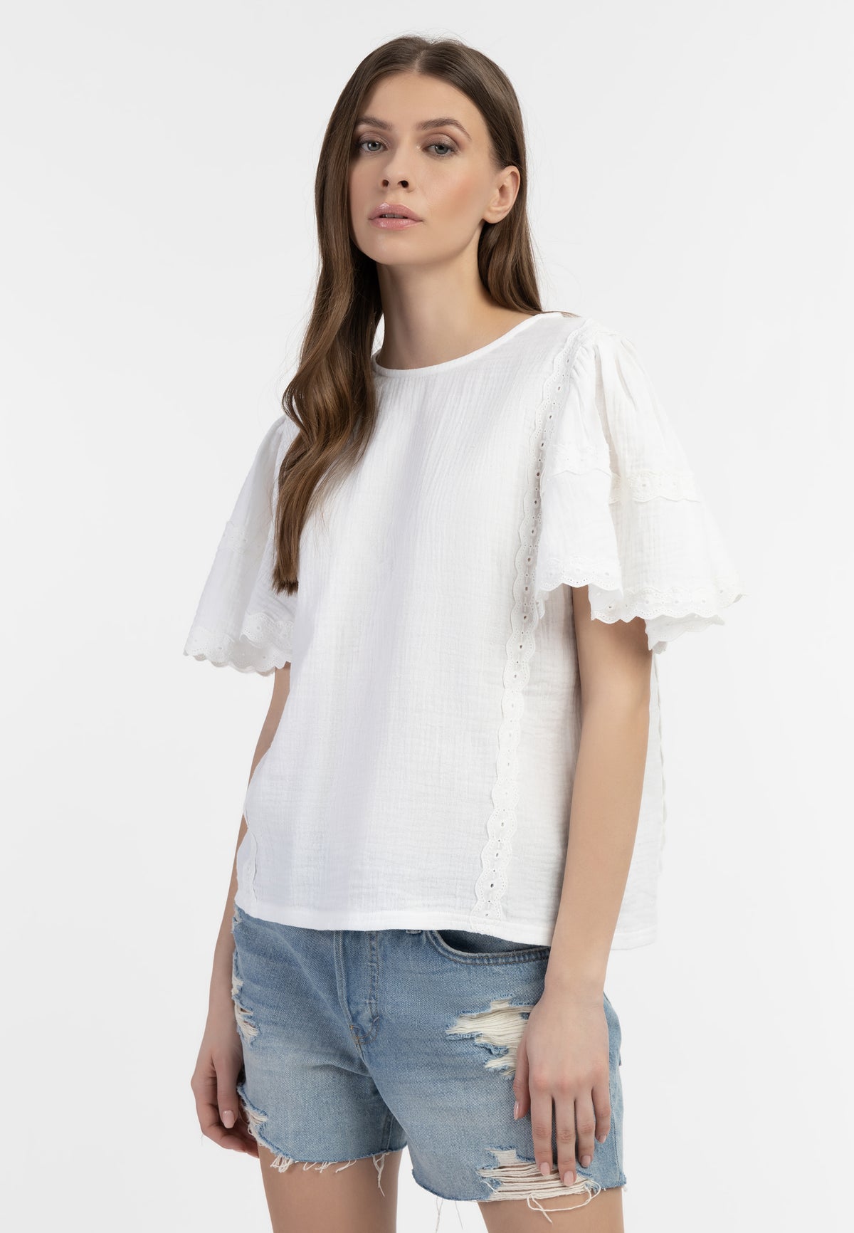 Dreimaster Vintage Women's Blouse Shirt With Lace Dreimaster Vintage