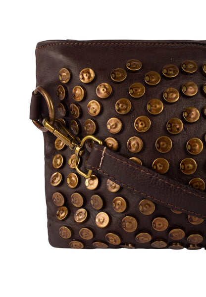 DreiMaster Vintage Damen-Ledertasche mit Nieten