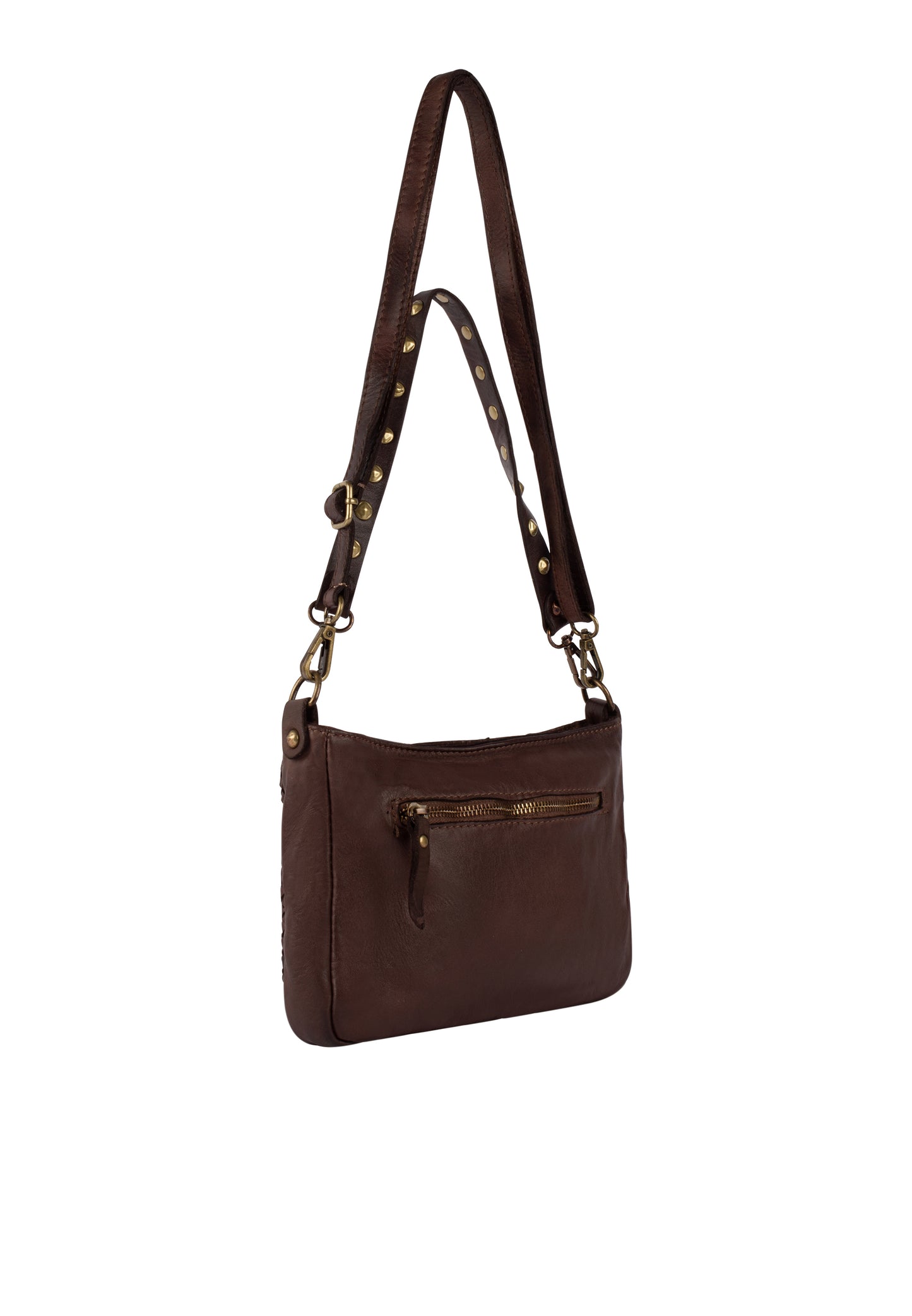 DreiMaster Vintage Damen Geflochtene Ledertasche