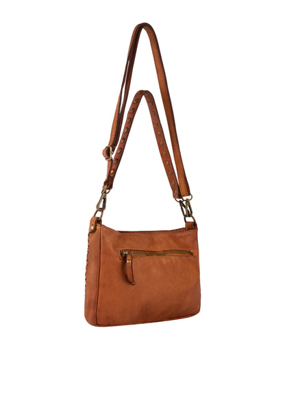 DreiMaster Vintage Damen Geflochtene Ledertasche