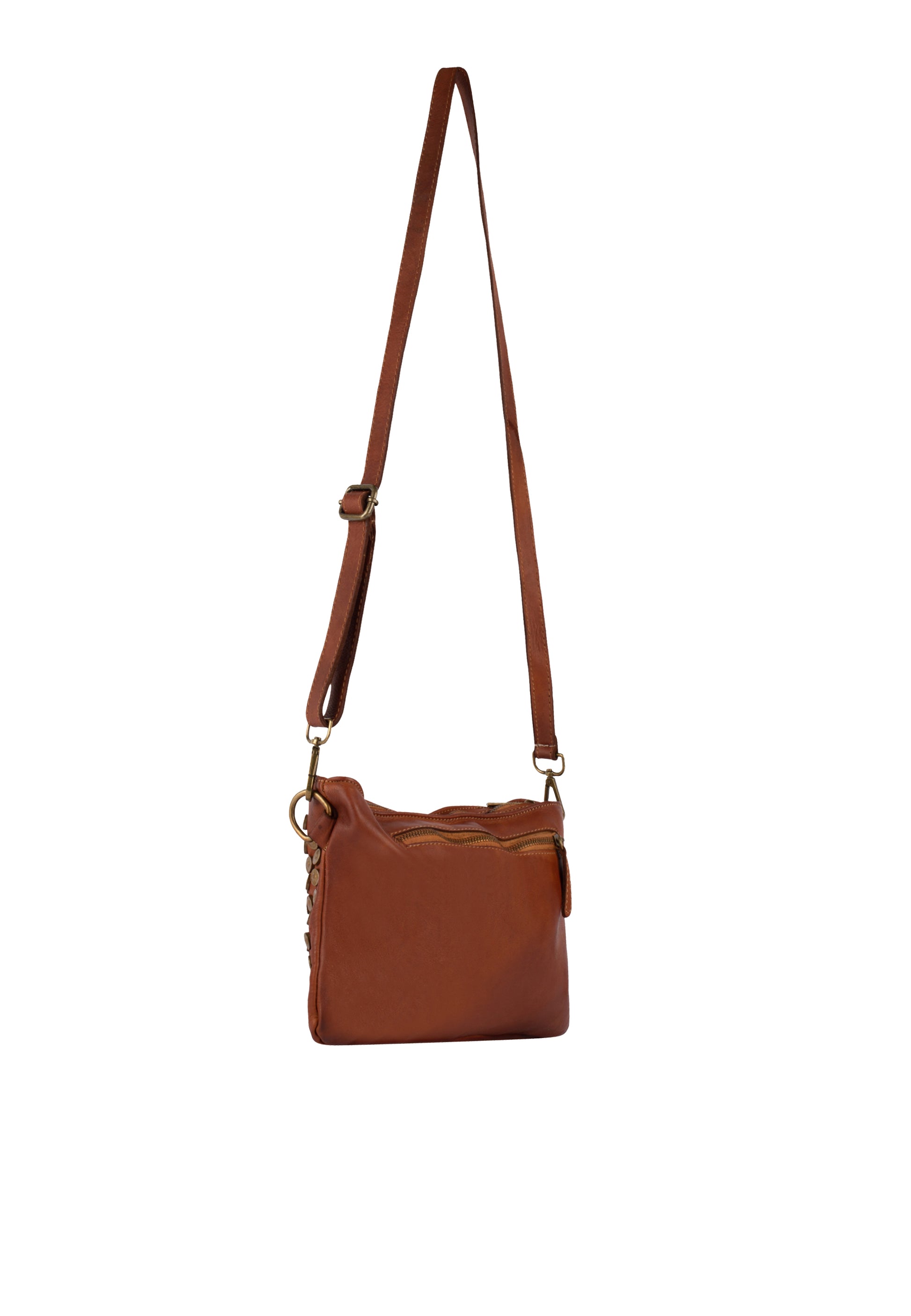 DreiMaster Vintage Damen-Ledertasche mit Nieten