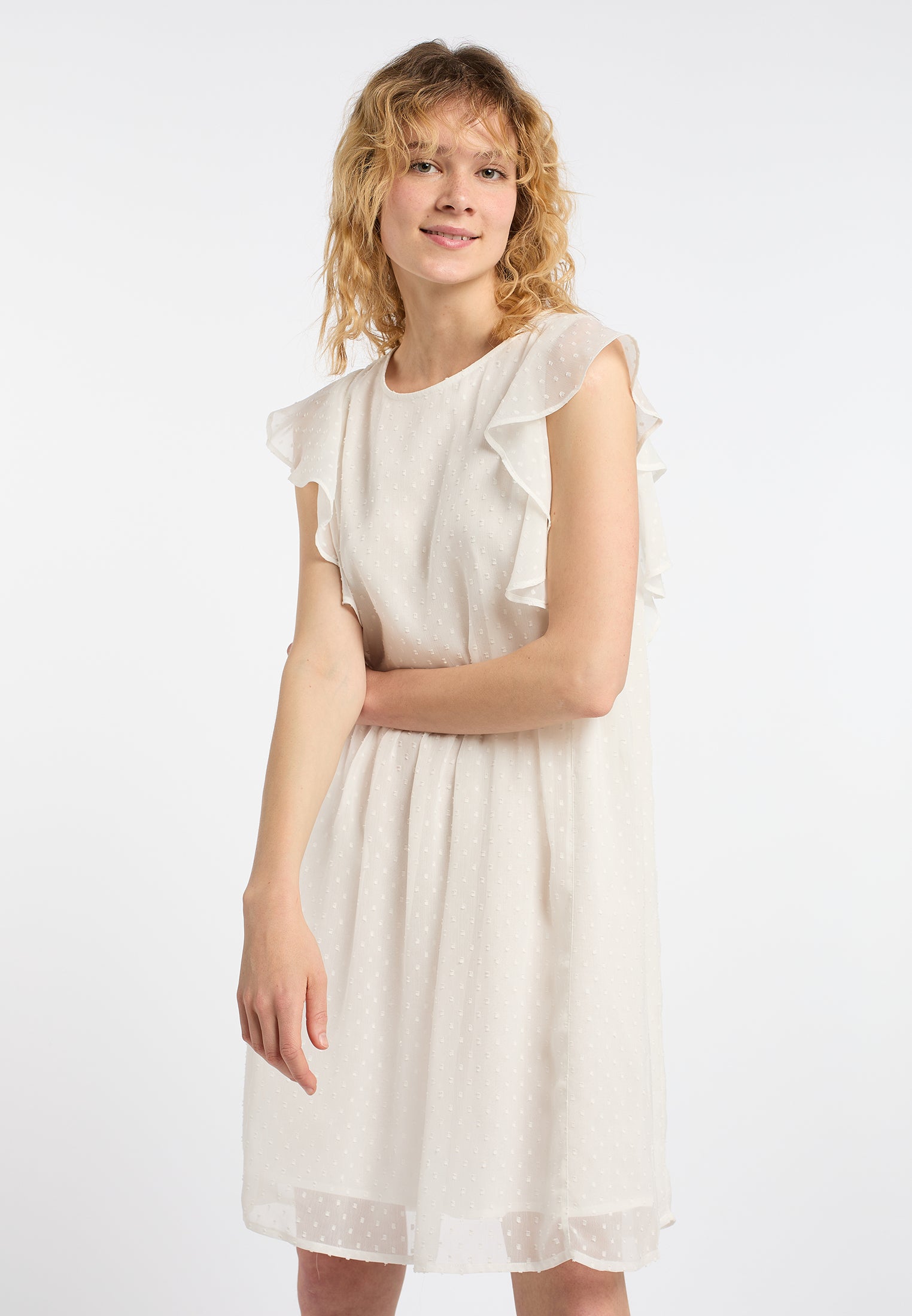 Dreimaster Vintage Damen Midikleid mit Rüschen