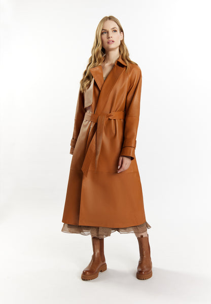 DreiMaster Vintage Damen Leder Trenchcoat