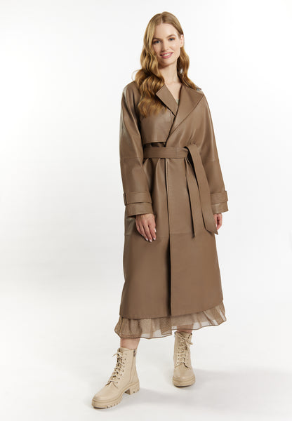 DreiMaster Vintage Damen Leder Trenchcoat