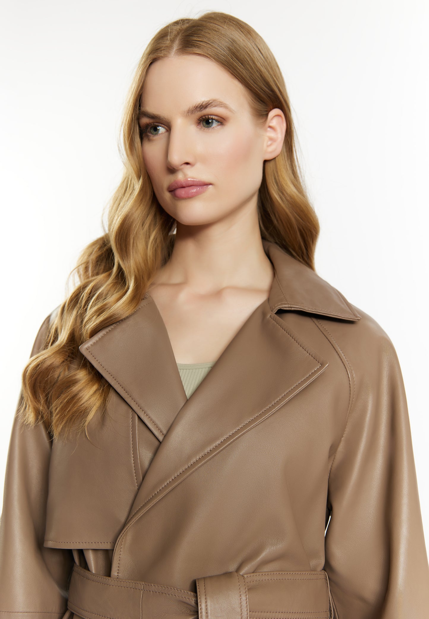 DreiMaster Vintage Damen Leder Trenchcoat