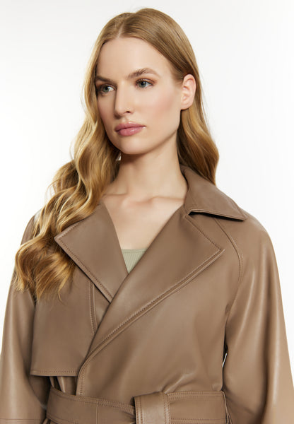 DreiMaster Vintage Damen Leder Trenchcoat
