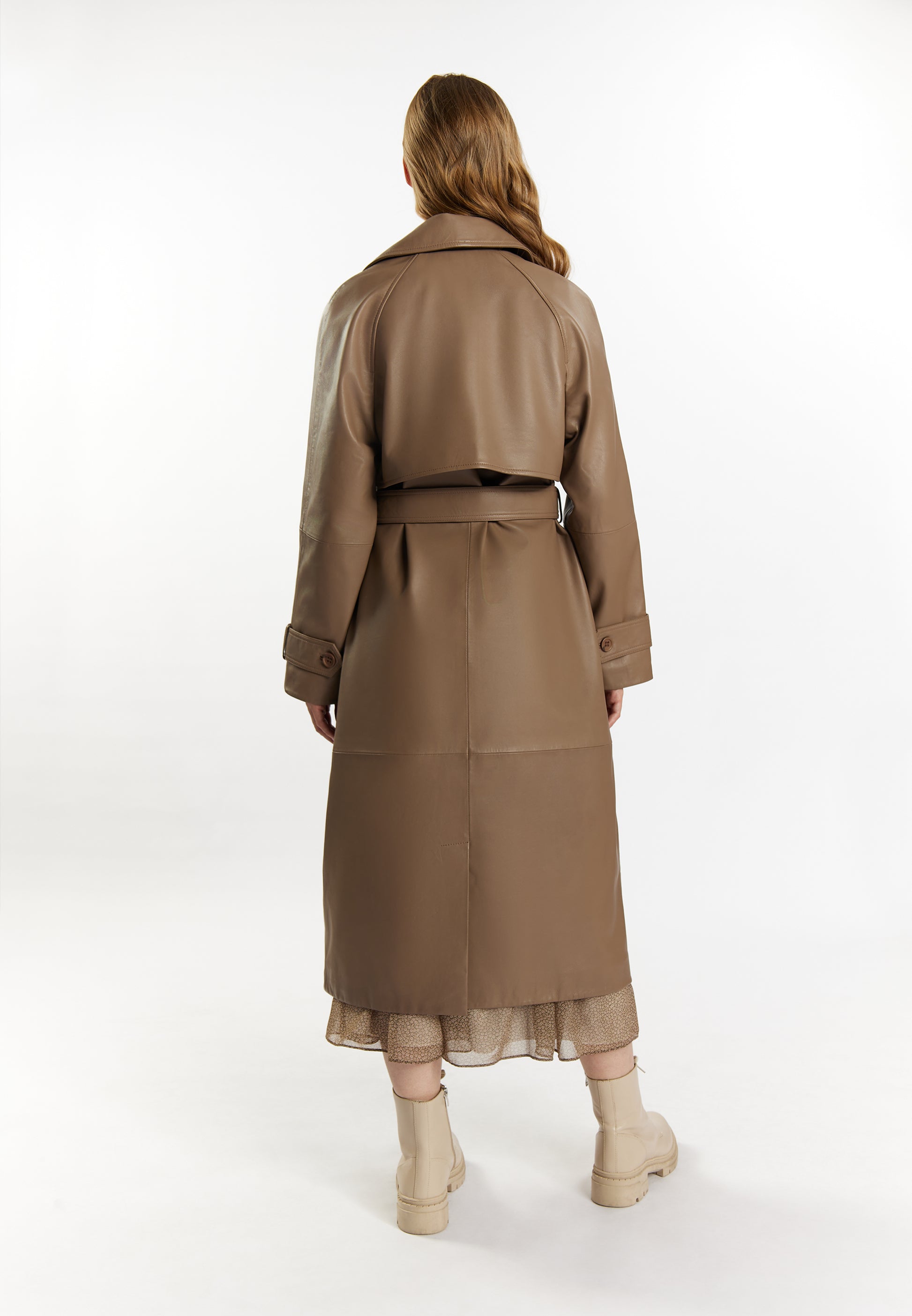 DreiMaster Vintage Damen Leder Trenchcoat
