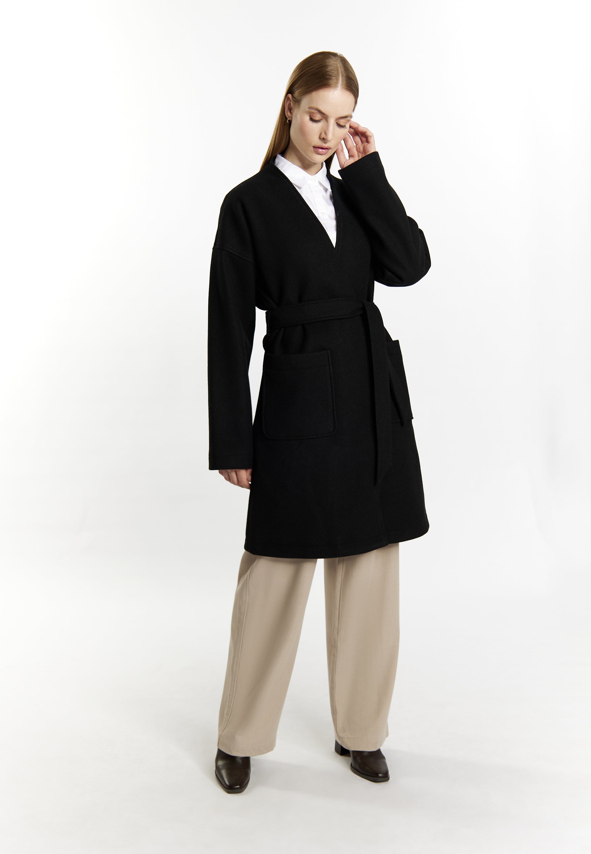 Dreimaster Klassik Women's Transitional Coat In A Wool Look - Schmuddelwedda Shop