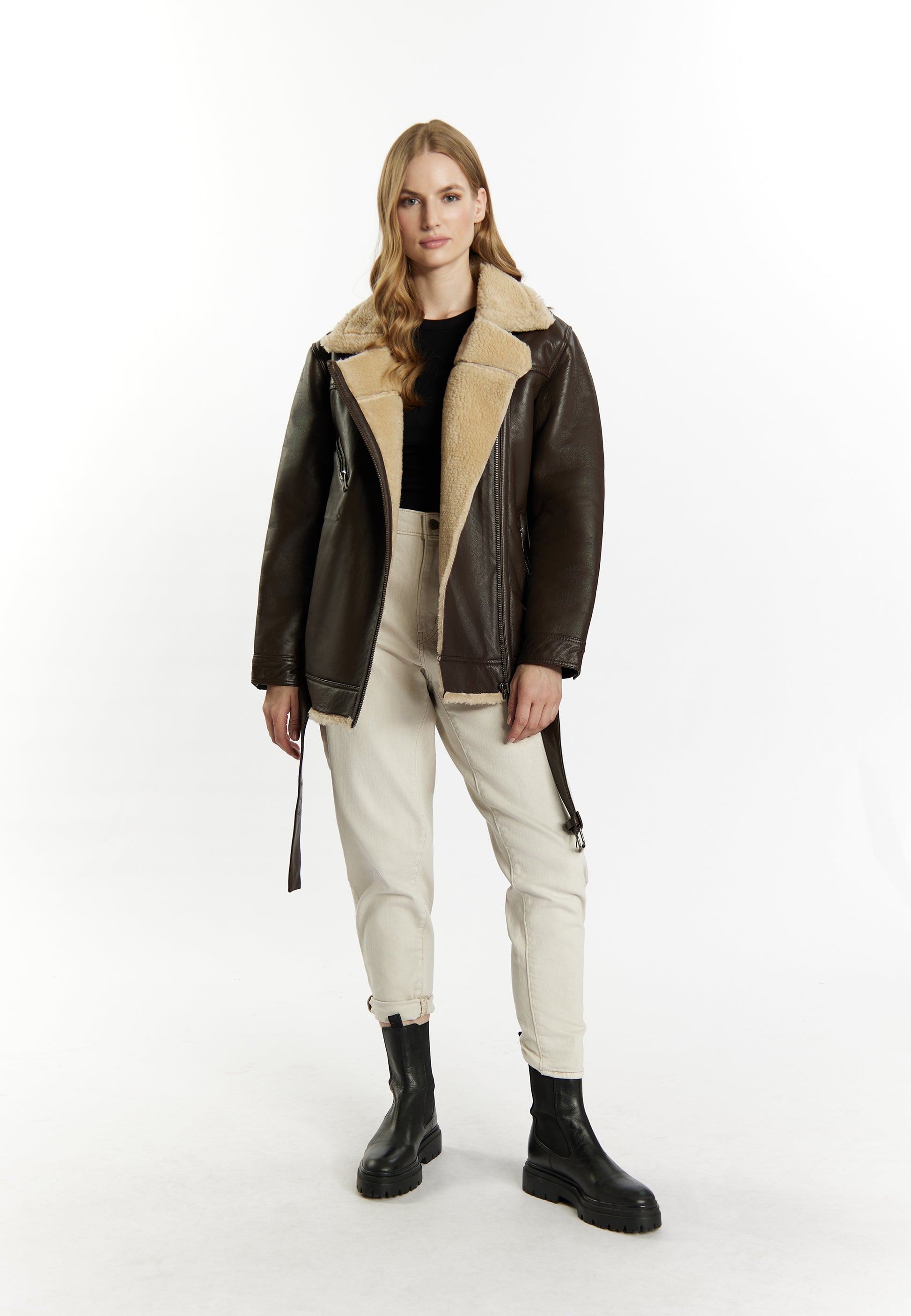 DreiMaster Vintage Damen Leder Bikerjacke