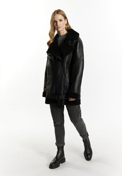 DreiMaster Vintage Damen Biker Stil Lederjacke