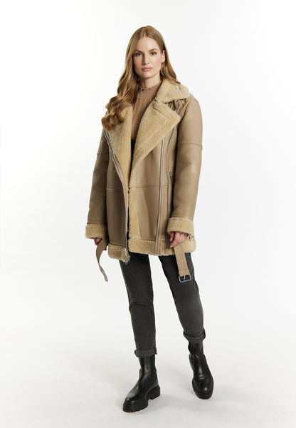 DreiMaster Vintage Damen Biker Stil Lederjacke