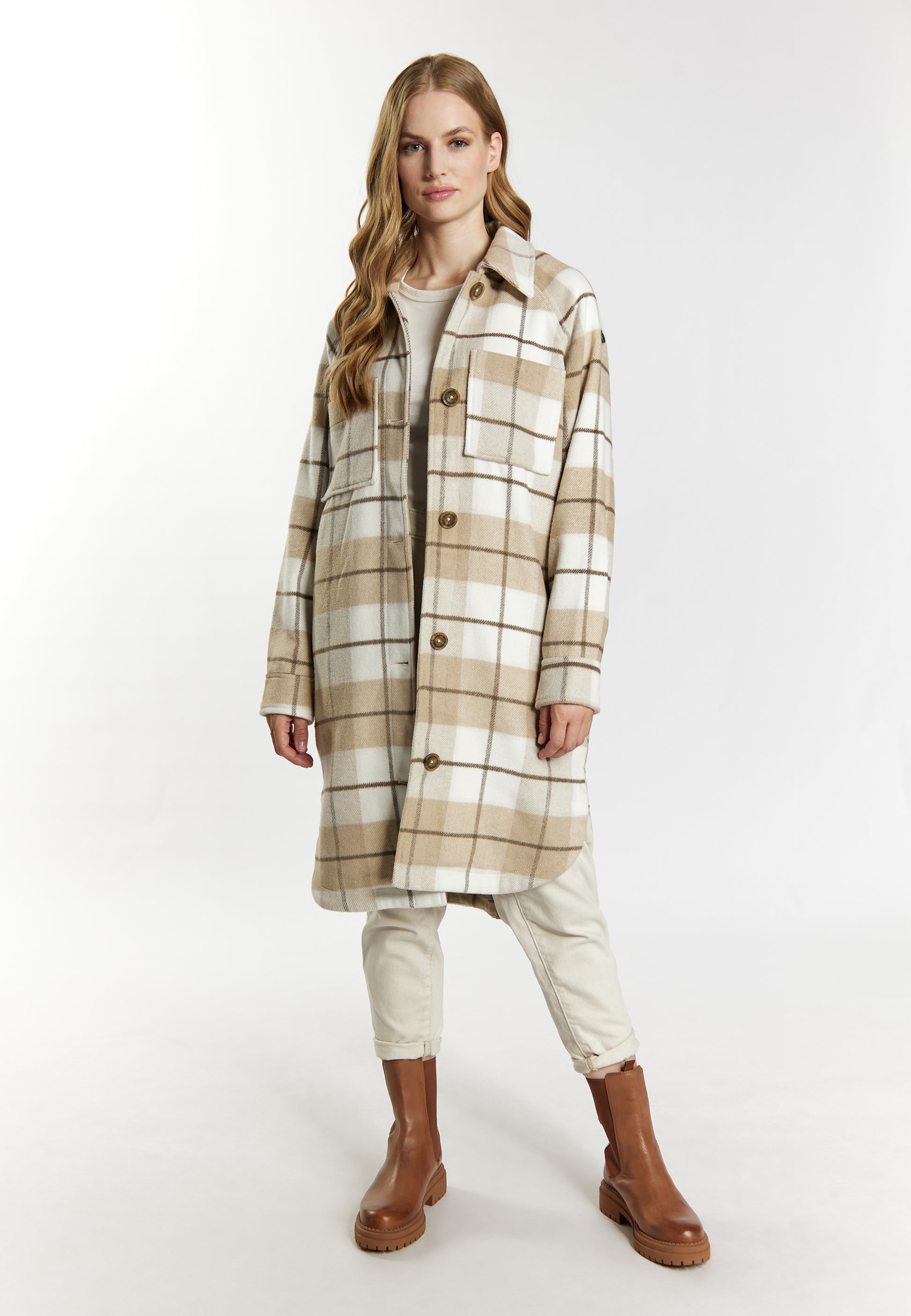 Dreimaster Vintage Damen-Hemdjacke mit Karomuster