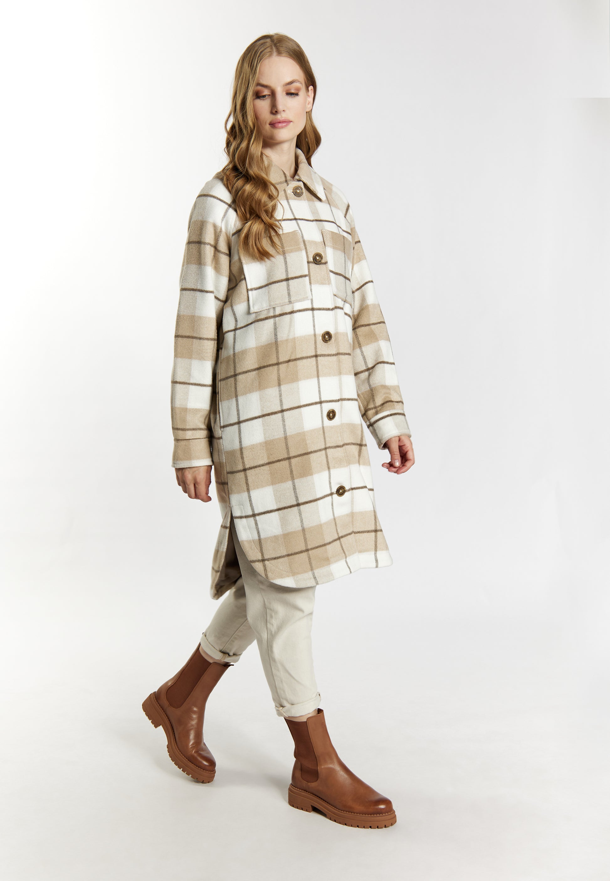 Dreimaster Vintage Damen-Hemdjacke mit Karomuster