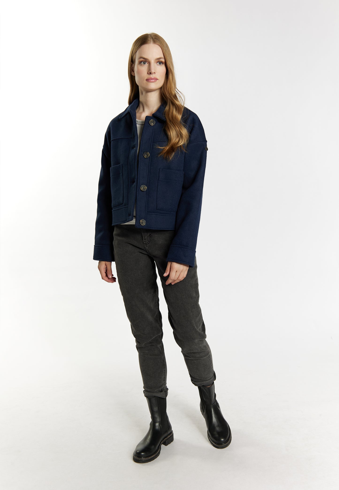 DreiMaster Vintage Damen Übergangsjacke aus einer Wollmischung gefertigt