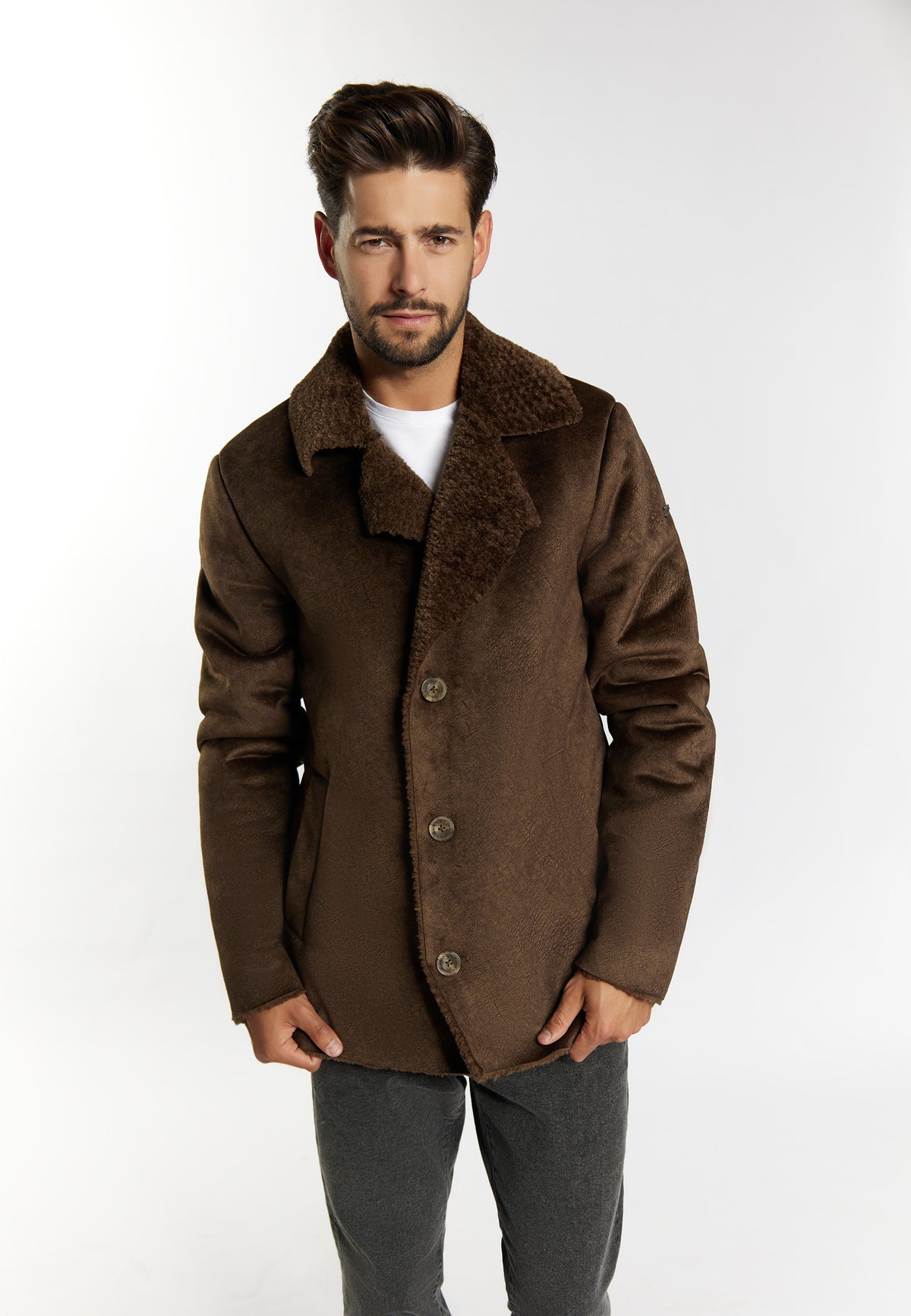 DreiMaster Vintage Men's Übergangsjacke aus Fellimitat