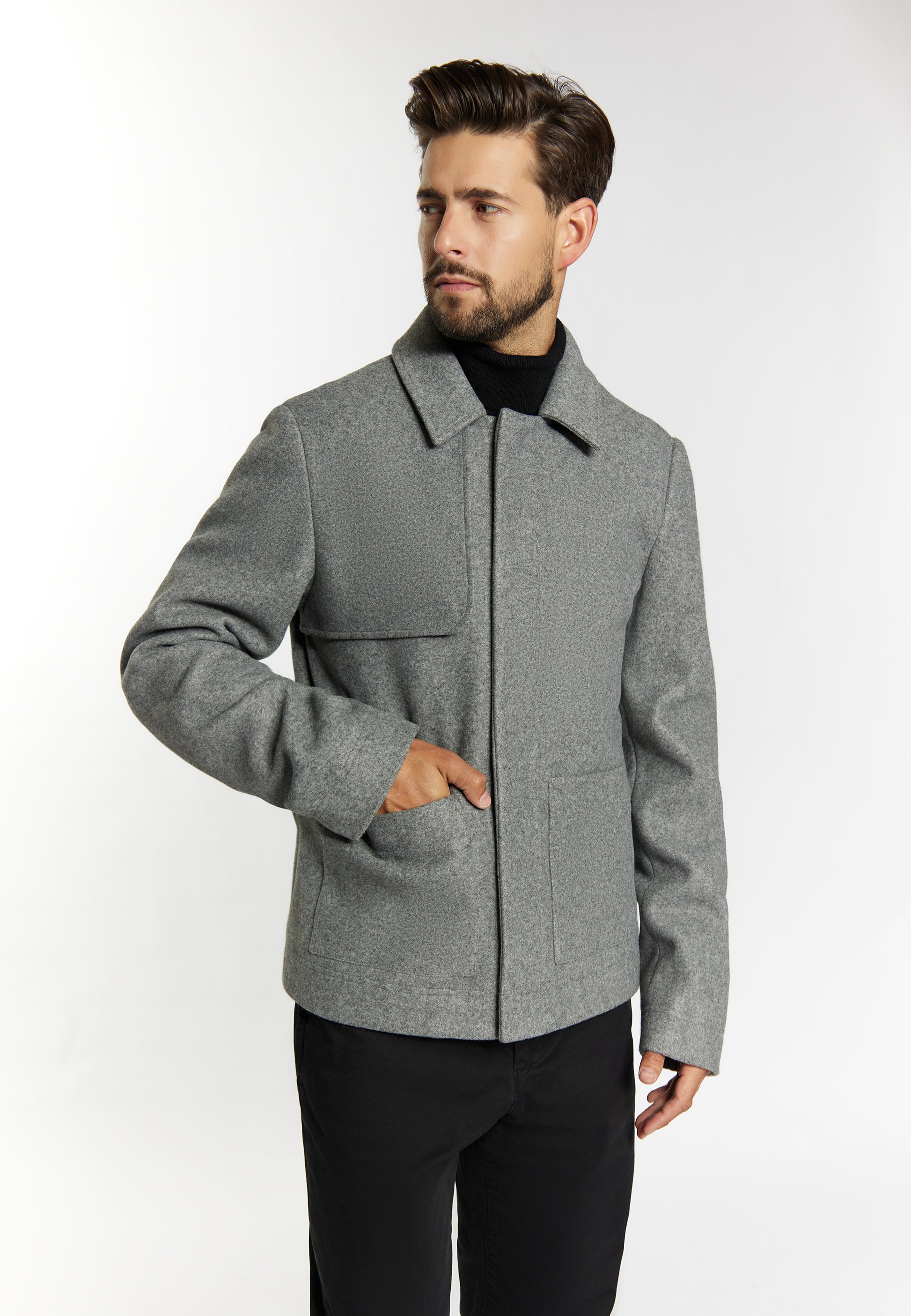Dreimaster Klassik Men's Transitional Jacket In A Wool Look - Schmuddelwedda Shop