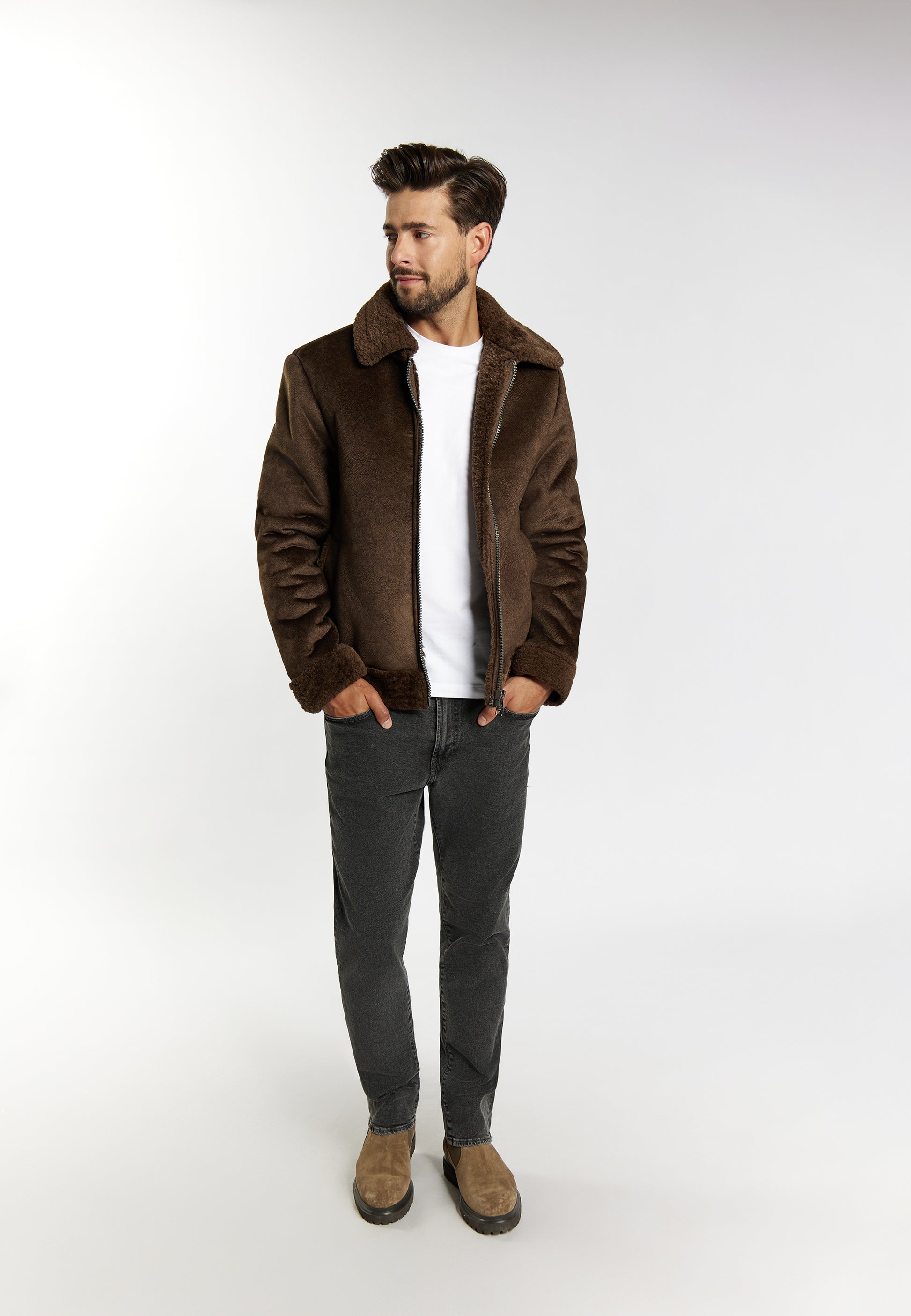 DreiMaster Vintage Herren Übergangsjacke aus Kunstpelz