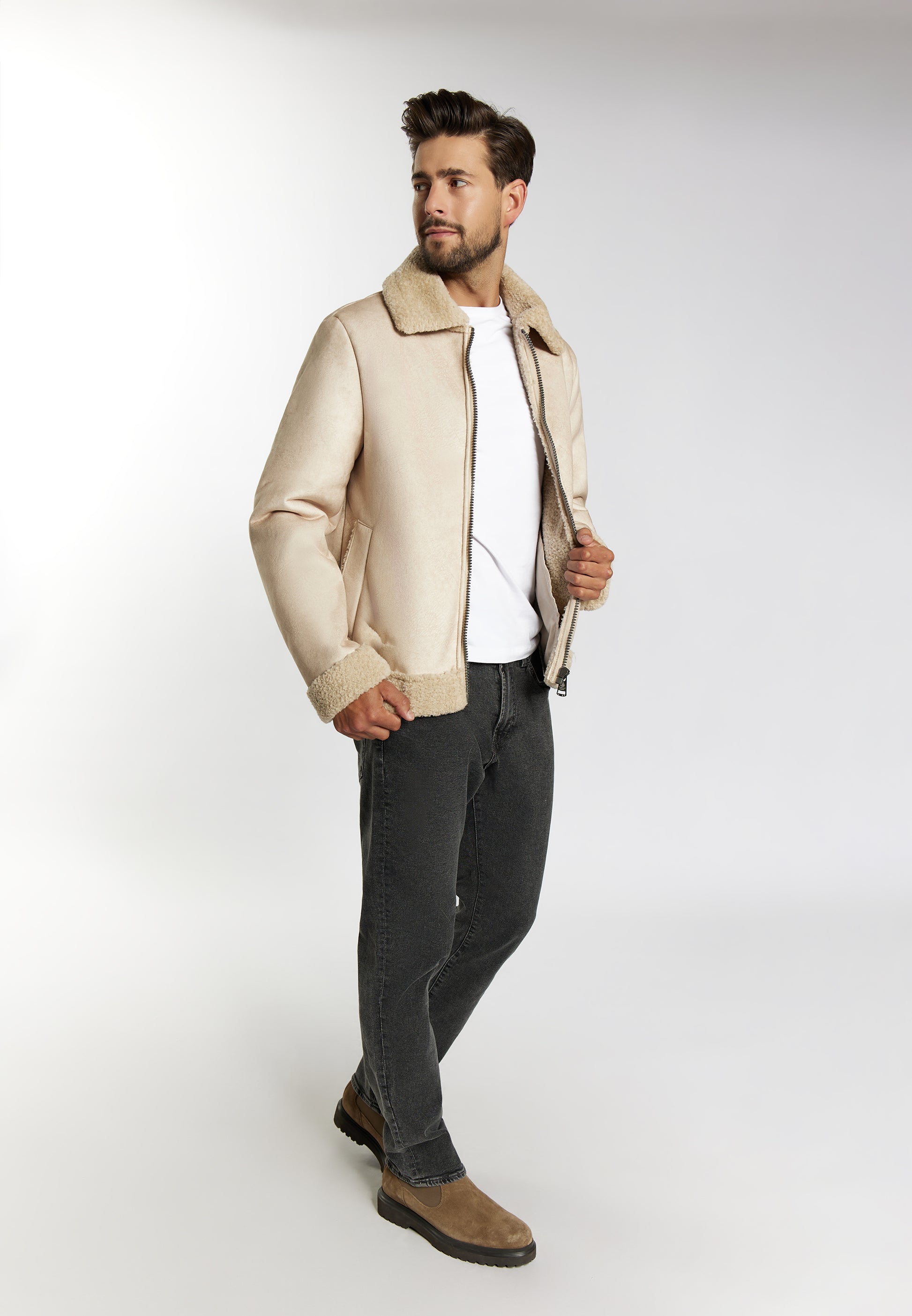 DreiMaster Vintage Herren Übergangsjacke aus Kunstpelz