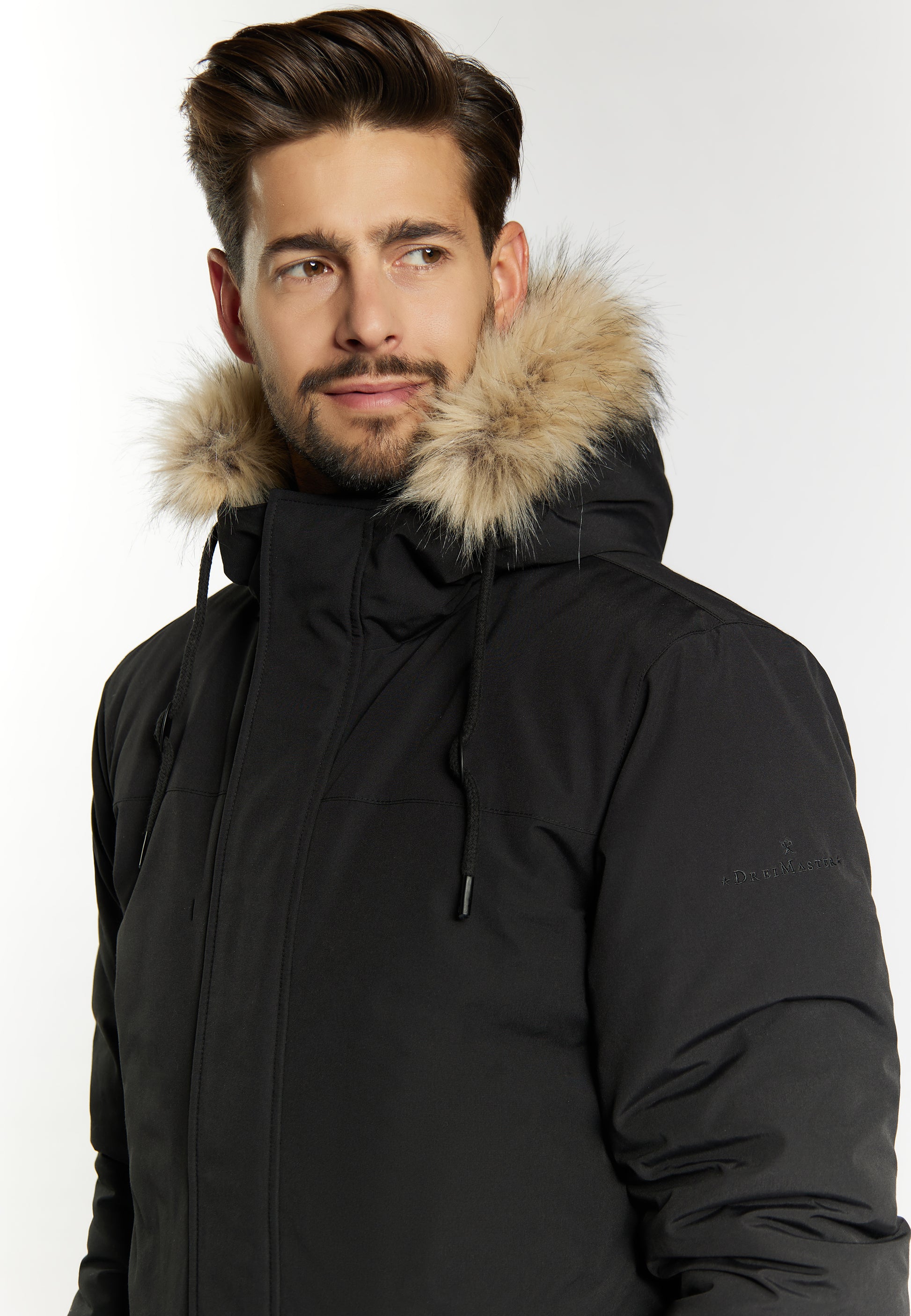 DreiMaster Klassik Herren Winterjacke mit Kunstfell