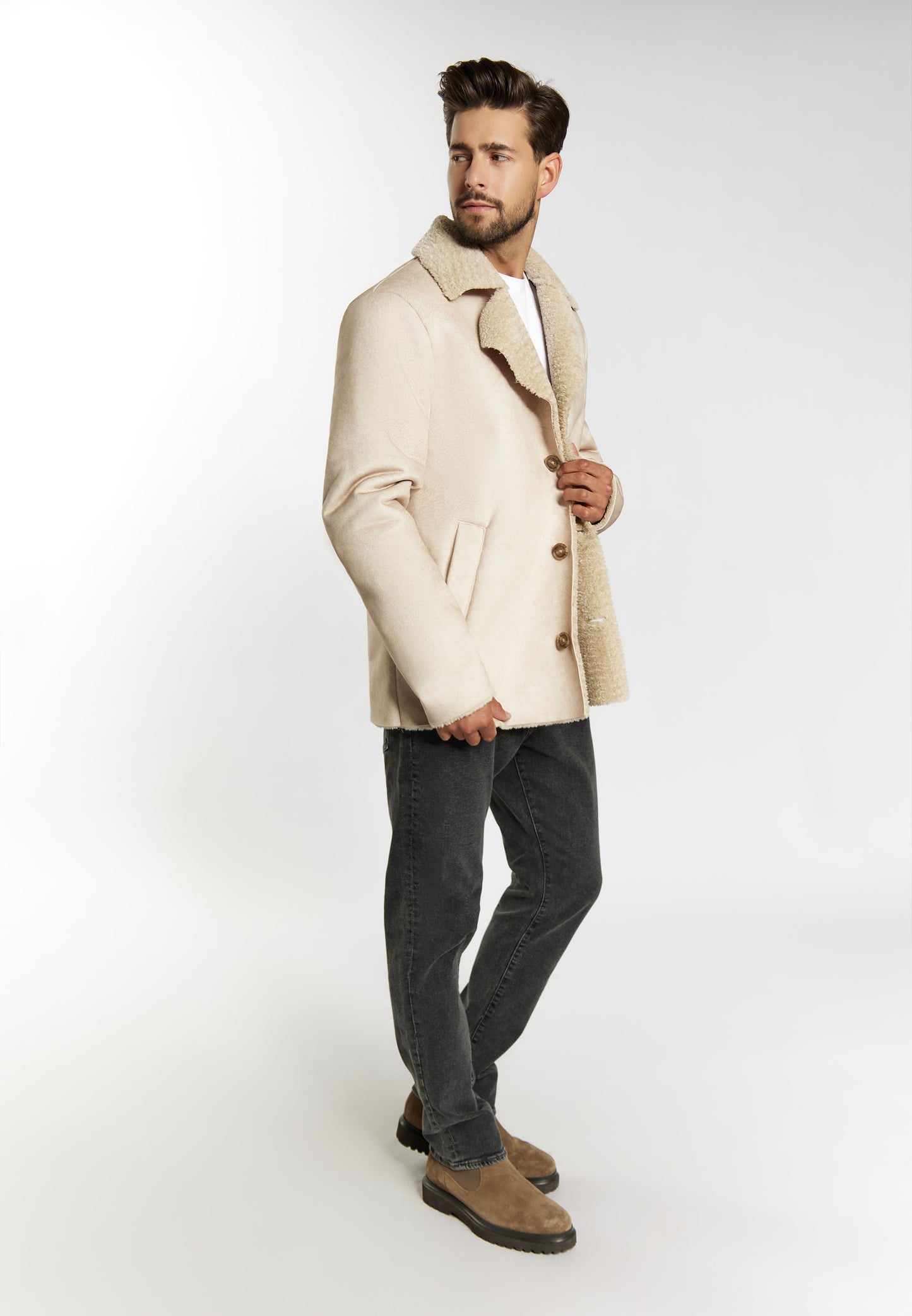 DreiMaster Vintage Herren Übergangsjacke aus Kunstpelz