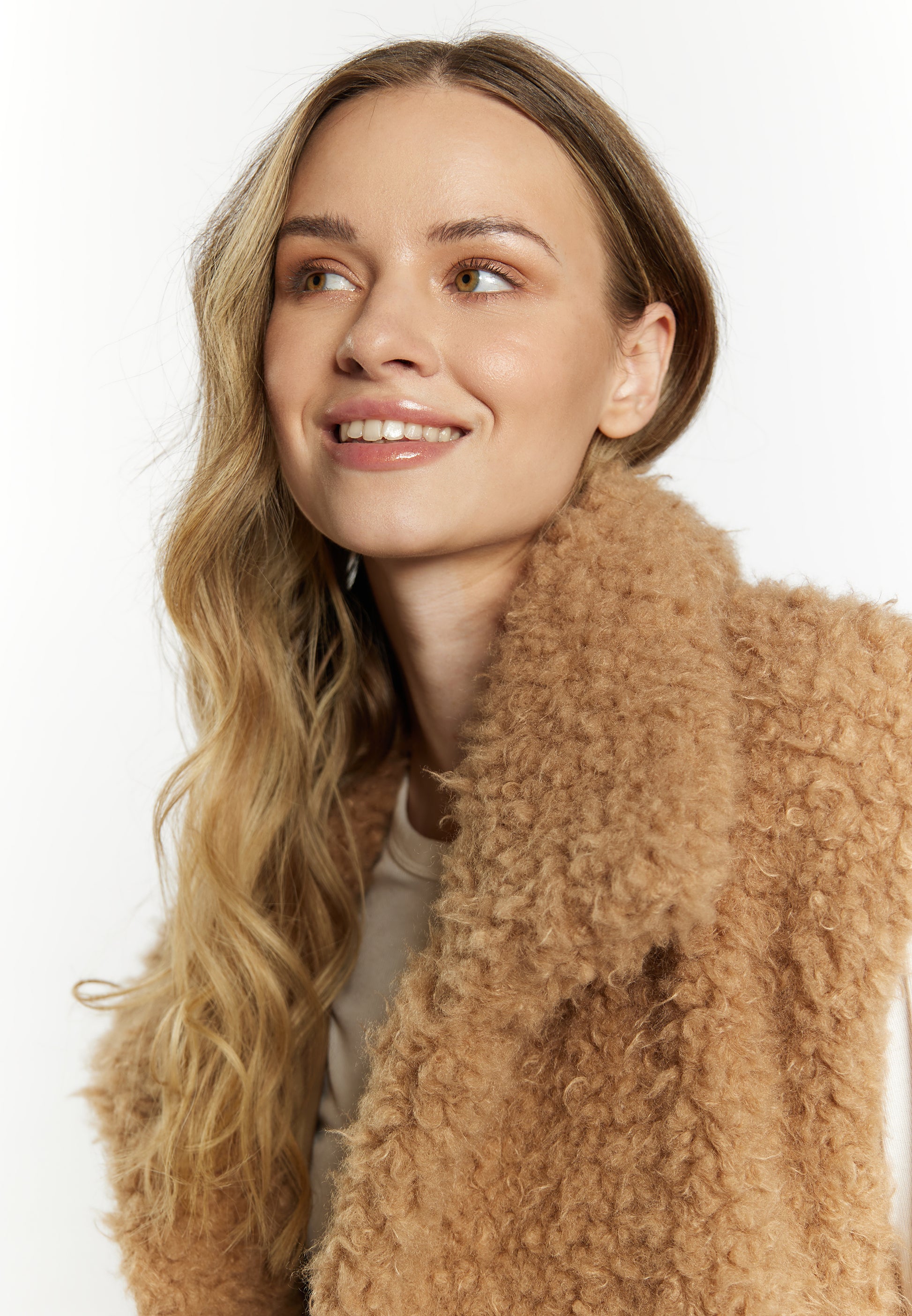 DreiMaster Vintage Damen Lange Weste Aus Kunstpelz