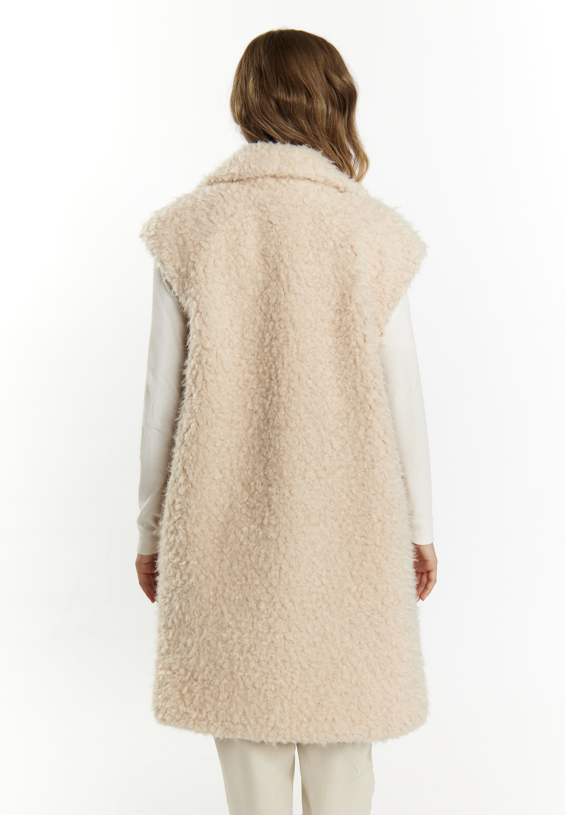 DreiMaster Vintage Damen Lange Weste Aus Kunstpelz