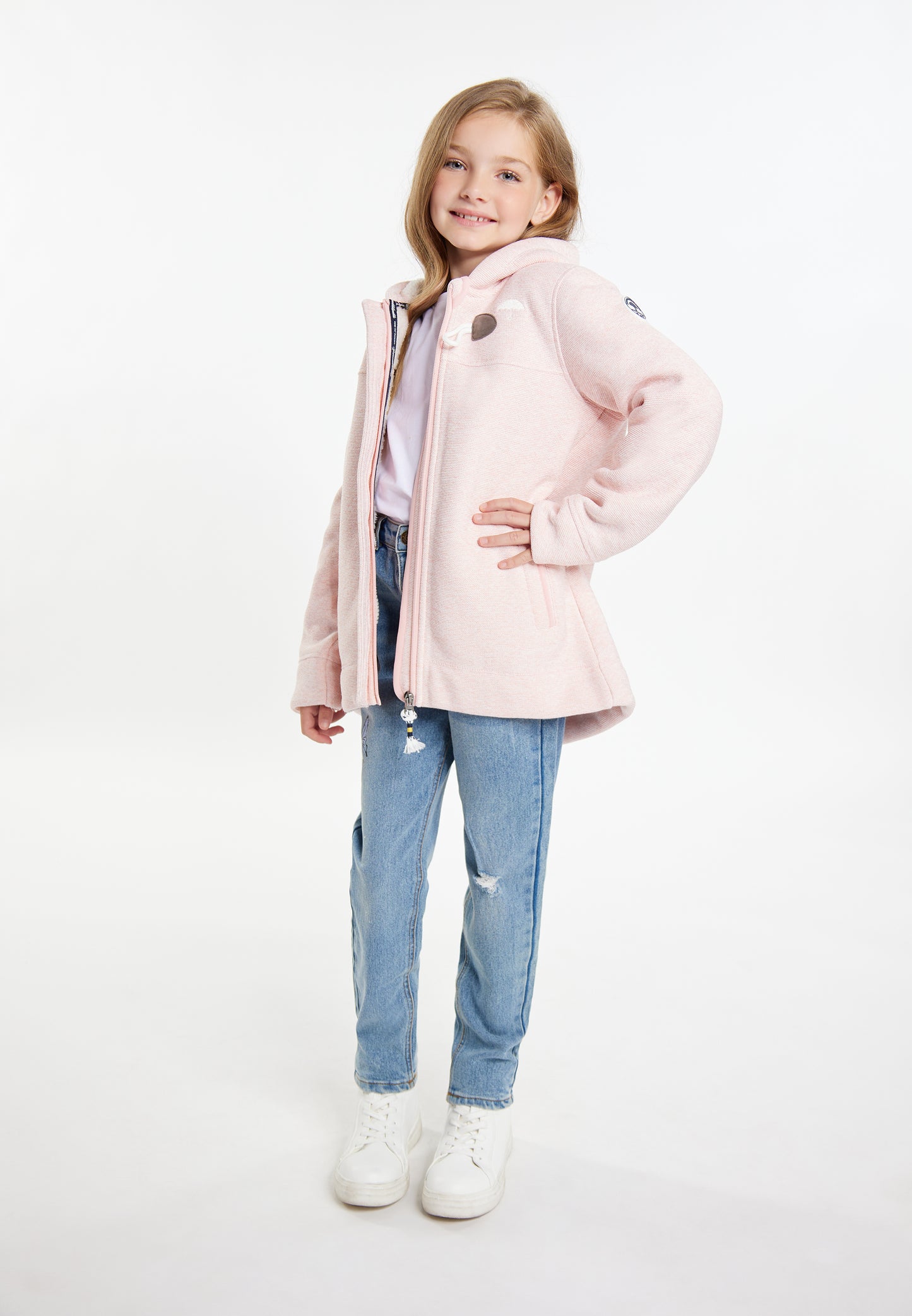Strickfleece-Dufflecoat für Mädchen