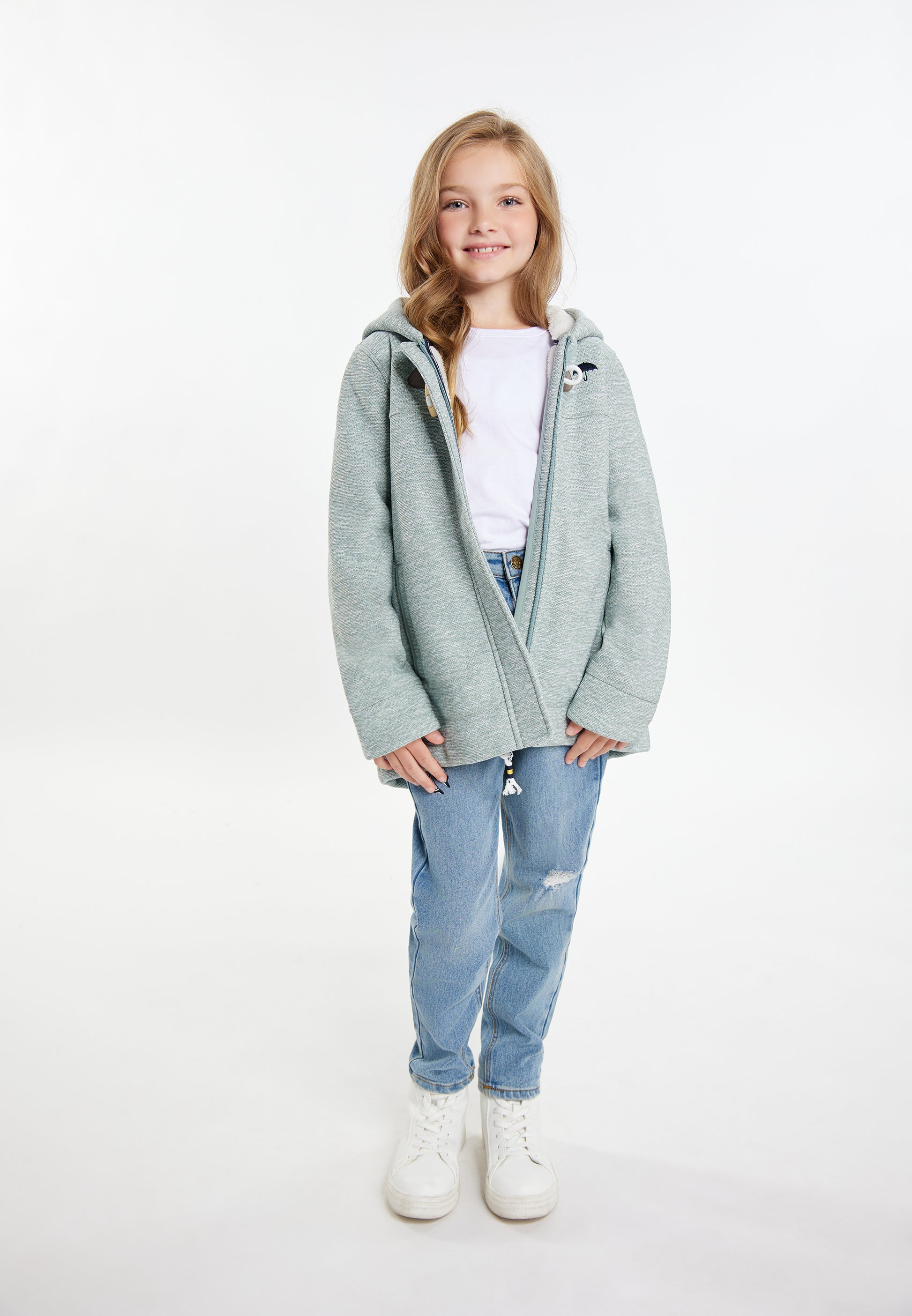 Strickfleece-Dufflecoat für Mädchen