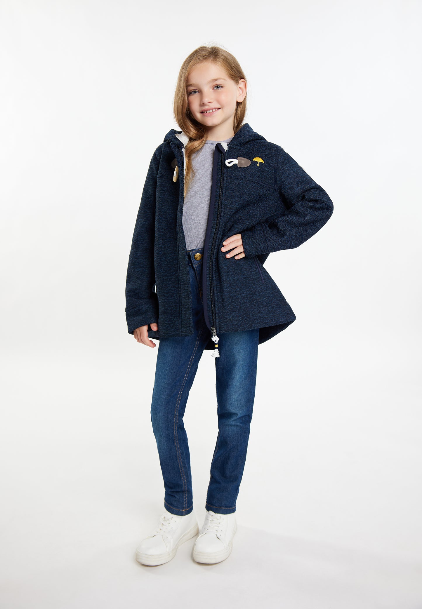 Strickfleece-Dufflecoat für Mädchen