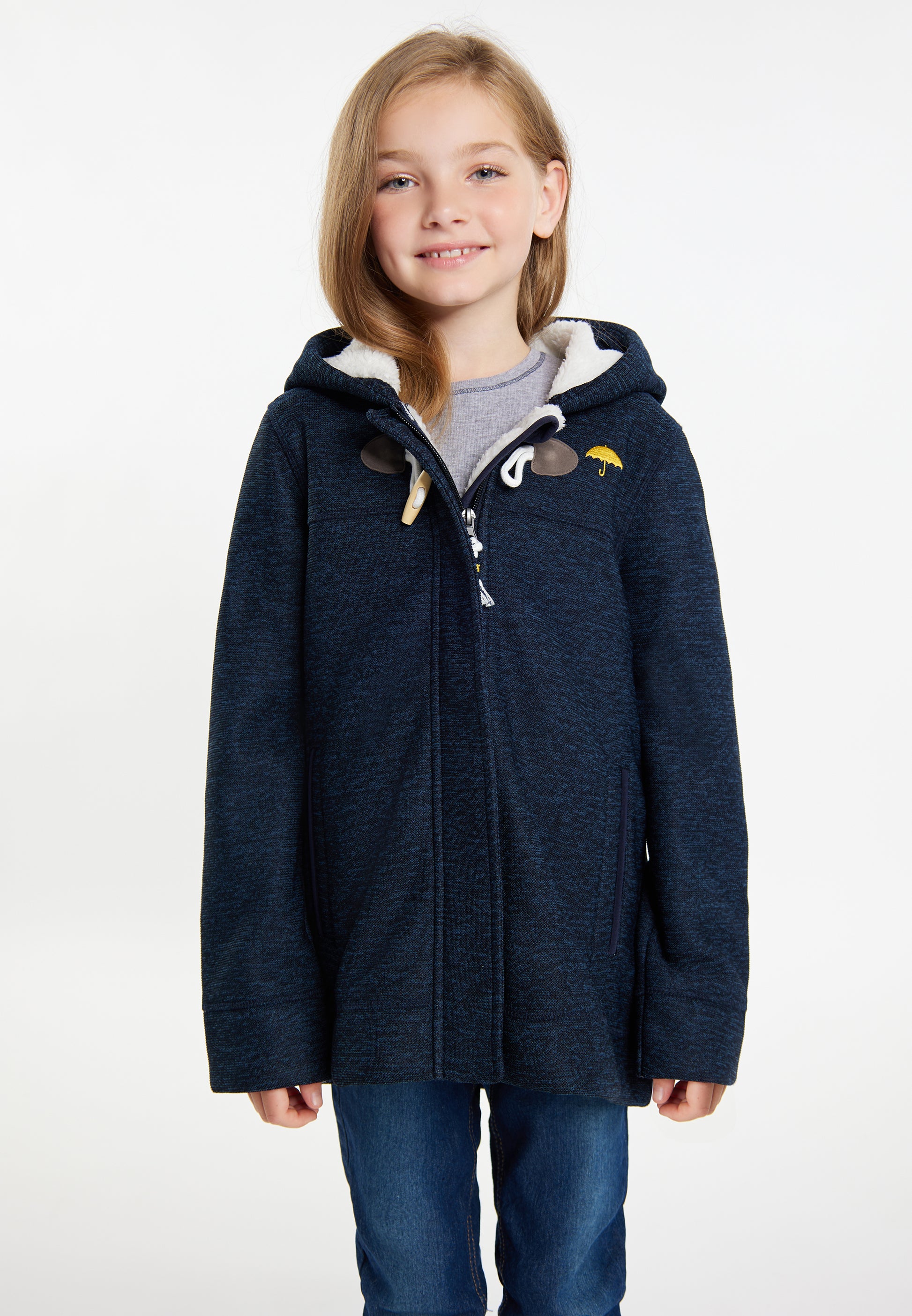 Strickfleece-Dufflecoat für Mädchen