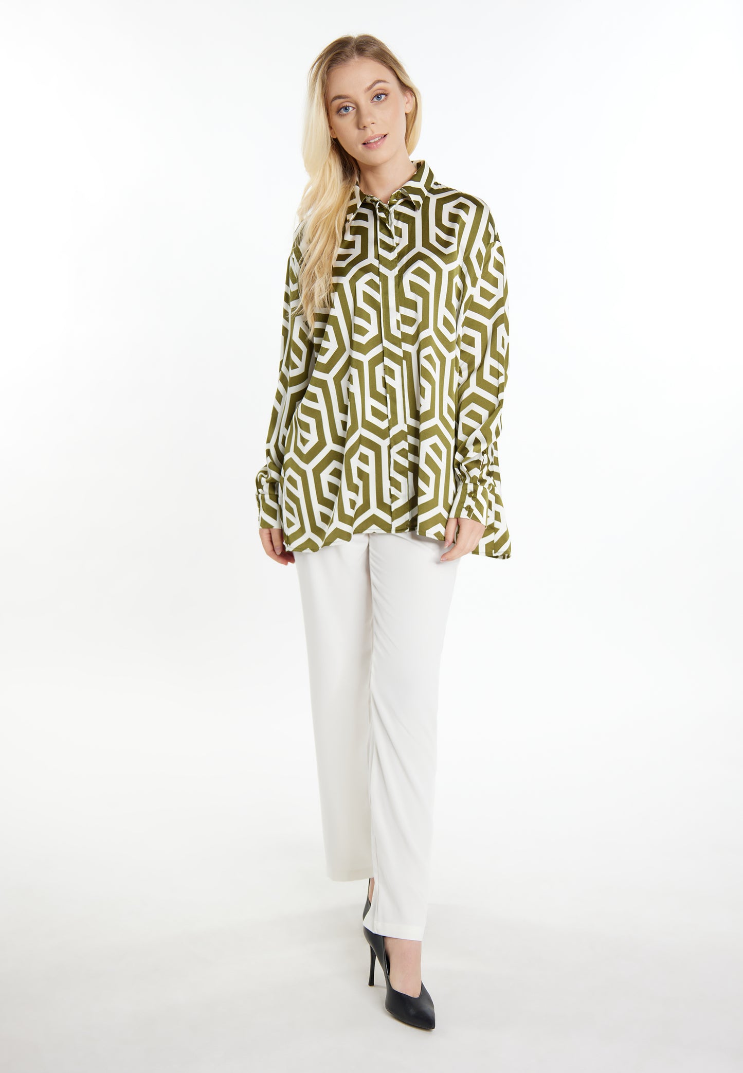 DreiMaster Klassik Damen Hemd Bluse + Einkaufstaschen Set