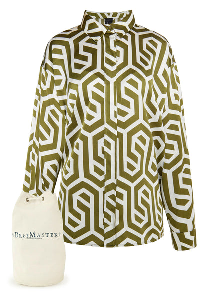 DreiMaster Klassik Damen Hemd Bluse + Einkaufstaschen Set
