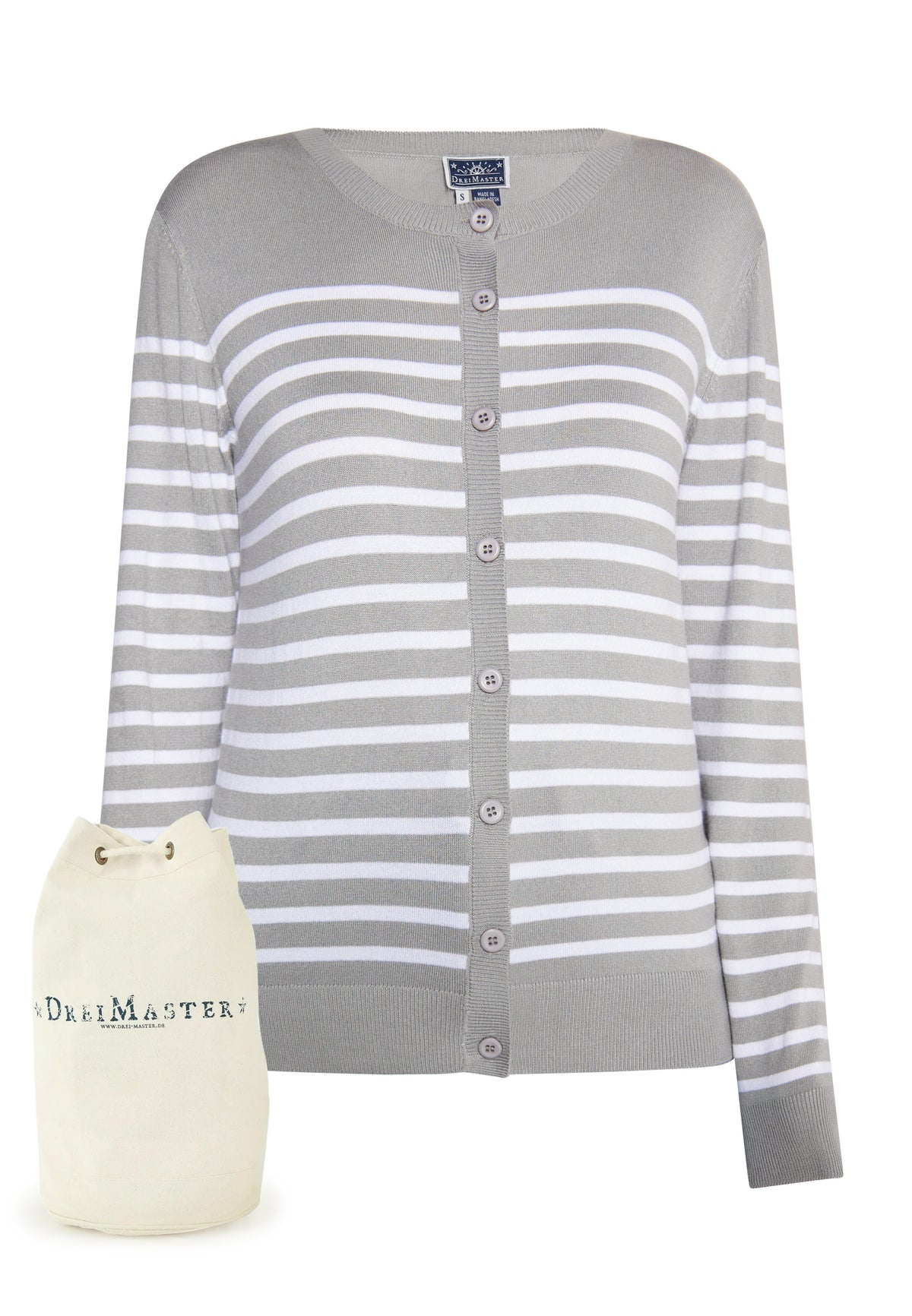 DreiMaster Maritim Damen-Strickjacke + Einkaufstasche – SET