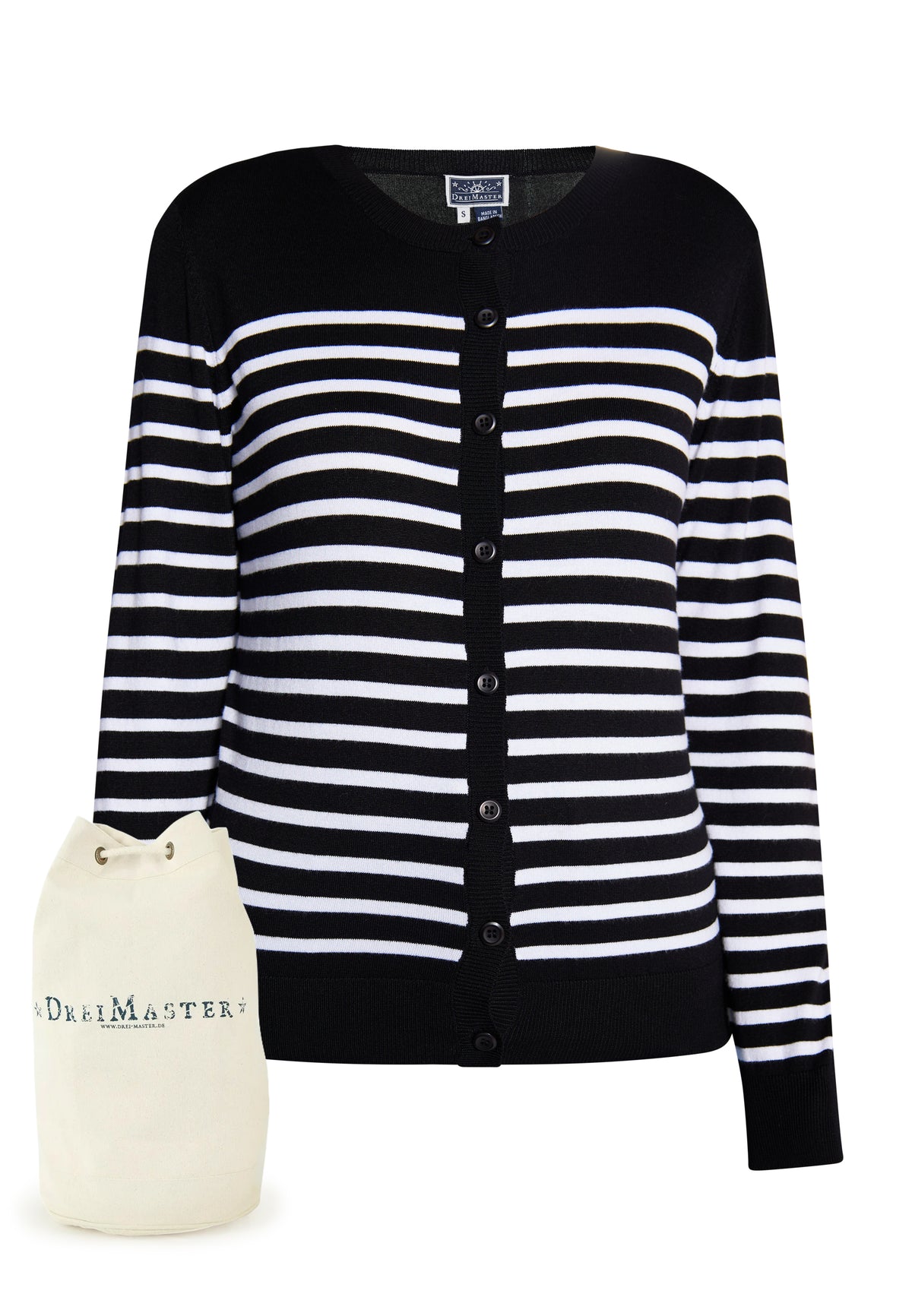 DreiMaster Maritim Damen-Strickjacke + Einkaufstasche – SET