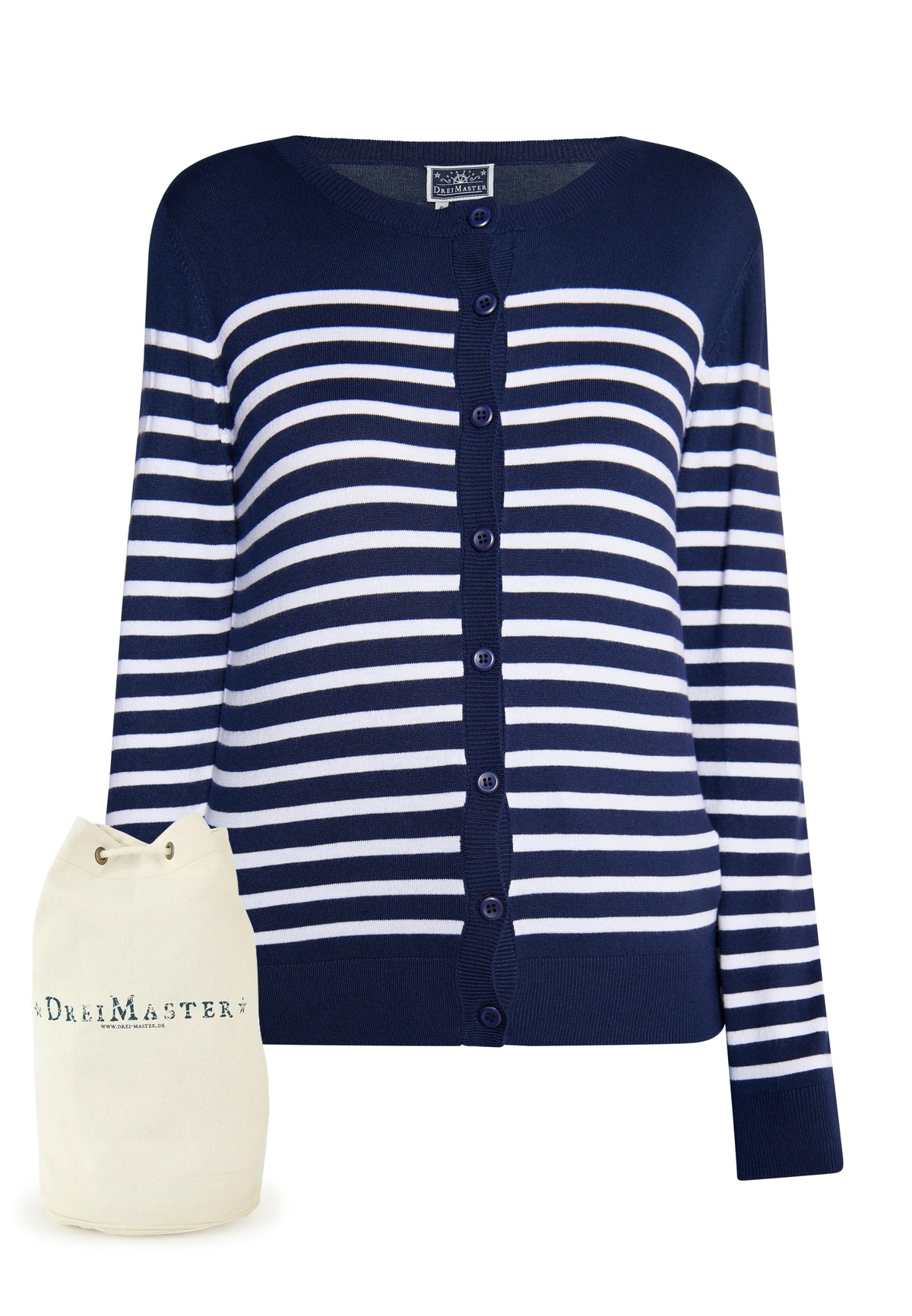 DreiMaster Maritim Damen-Strickjacke + Einkaufstasche – SET