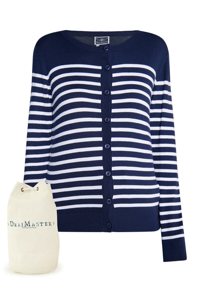 DreiMaster Maritim Damen-Strickjacke + Einkaufstasche – SET
