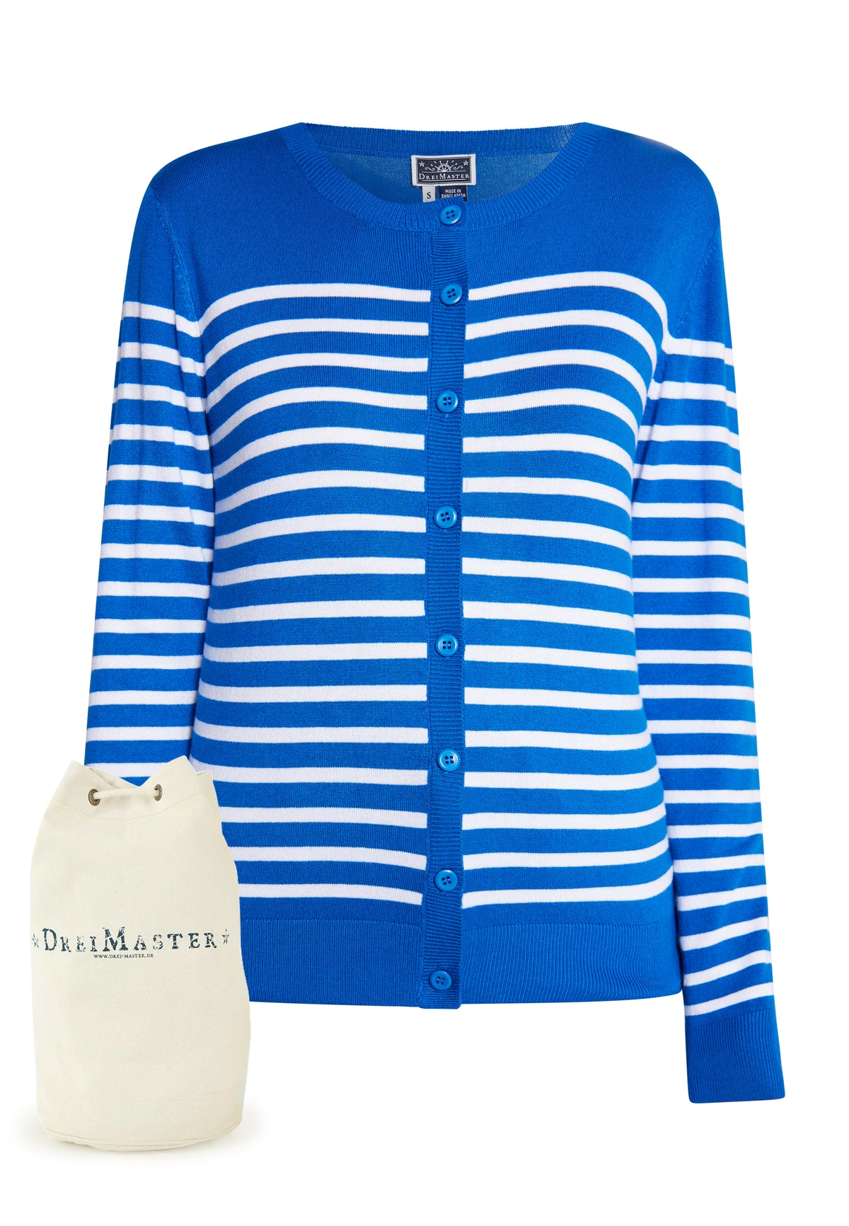 DreiMaster Maritim Damen-Strickjacke + Einkaufstasche – SET