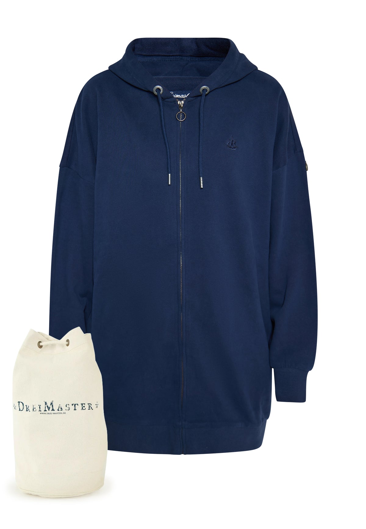 DreiMaster Vintage Women's Lange Sweat Kapuzenj + Shopping Bag - SET