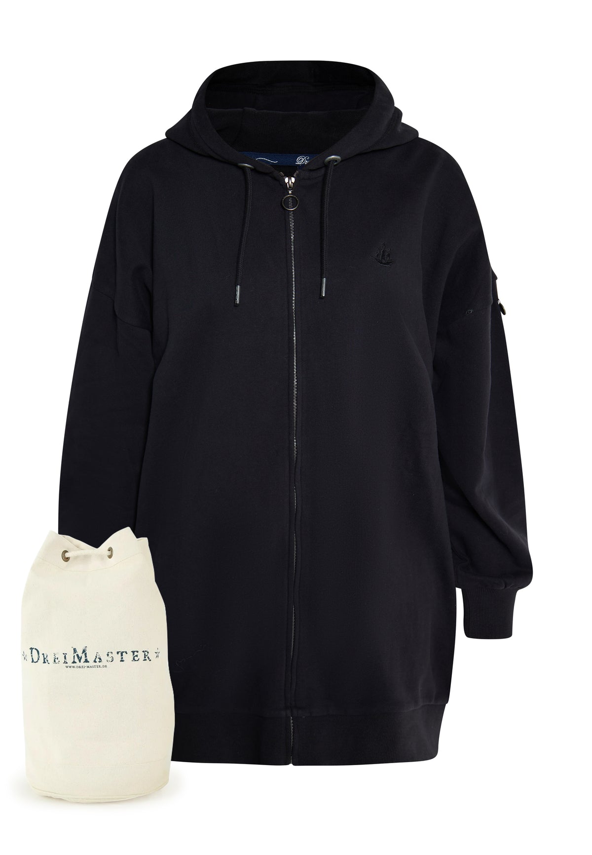 DreiMaster Vintage Women's Lange Sweat Kapuzenj + Shopping Bag - SET