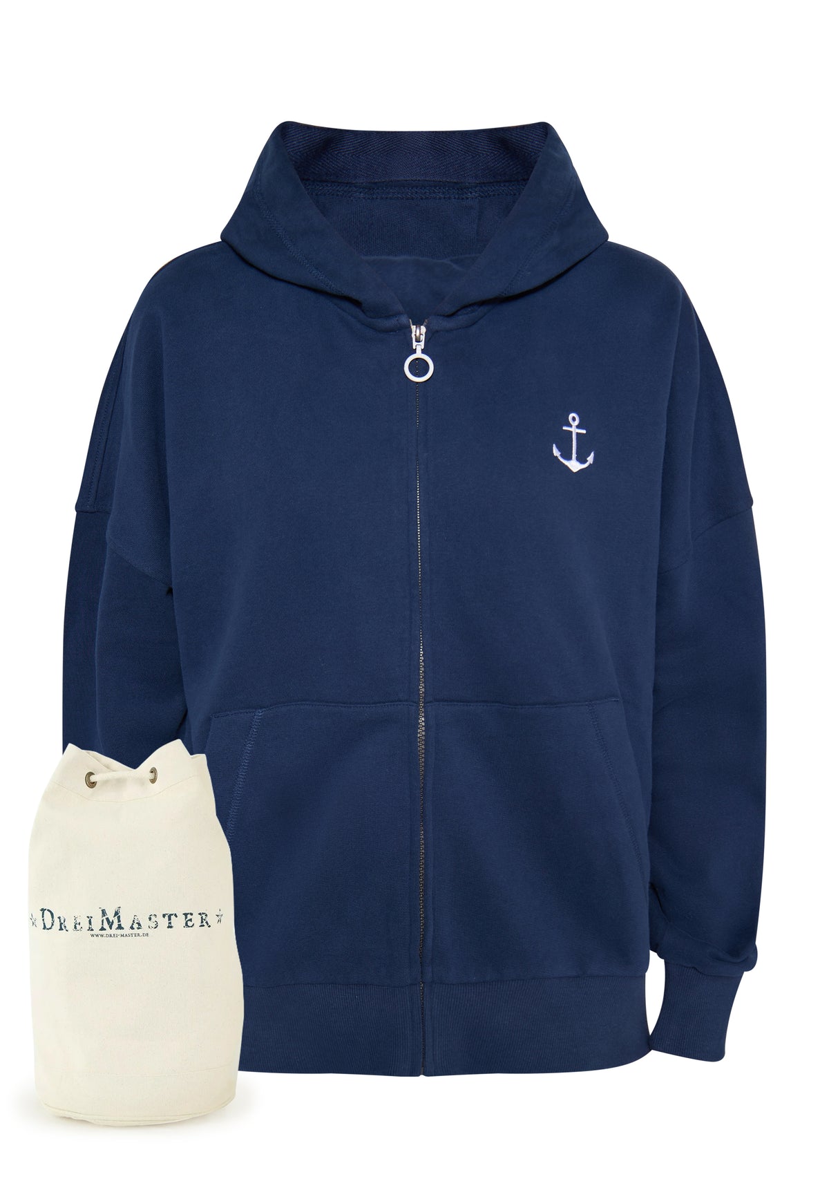 DreiMaster Maritim Damen-Kapuzenjacke + Einkaufstasche – SET